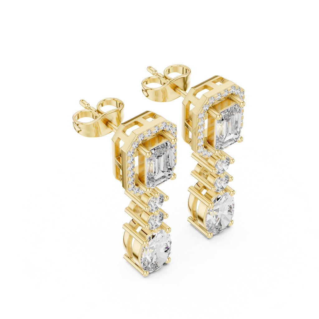The Regency Emerald Drop Earrings Yellow Gold