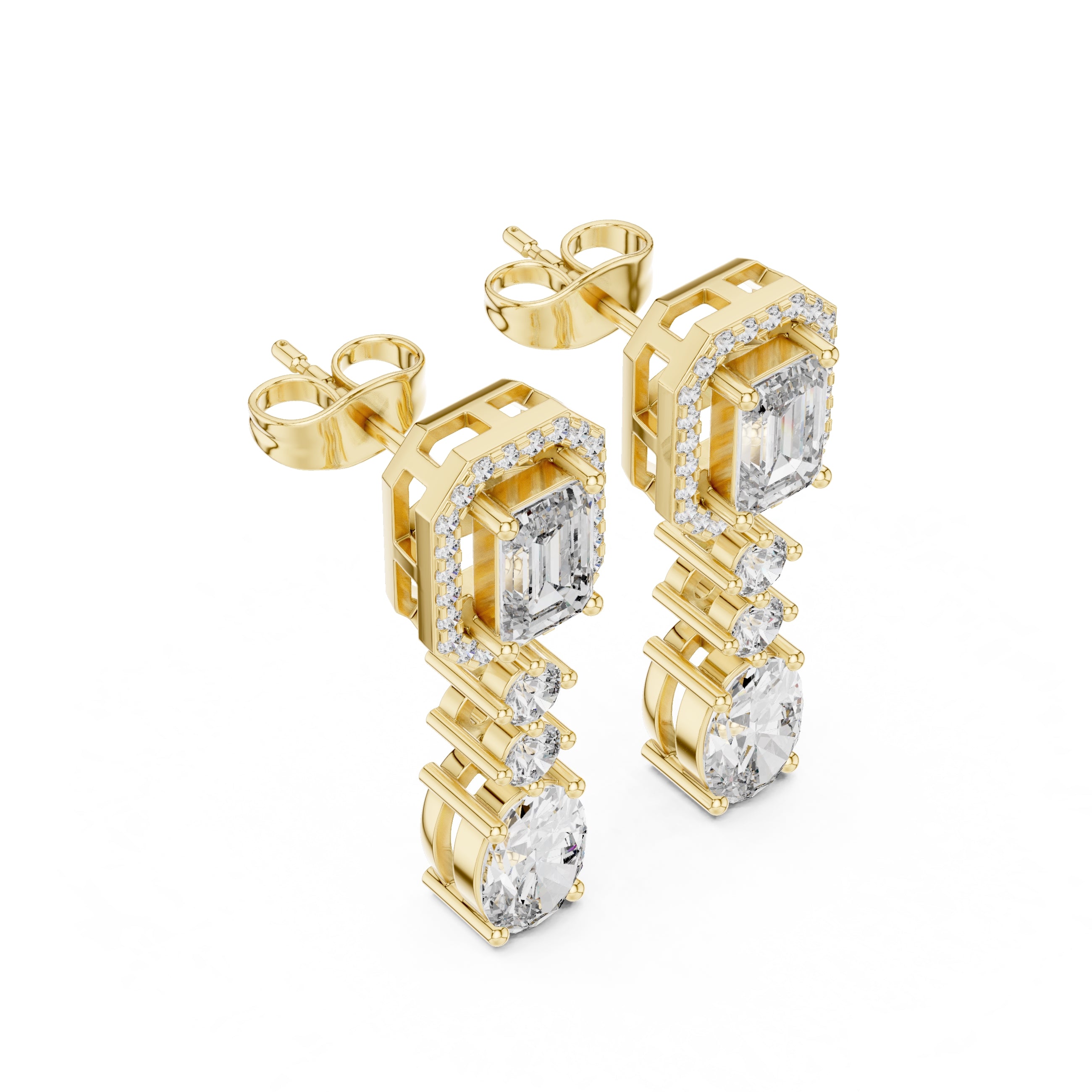 The Regency Emerald Drop Earrings Yellow Gold