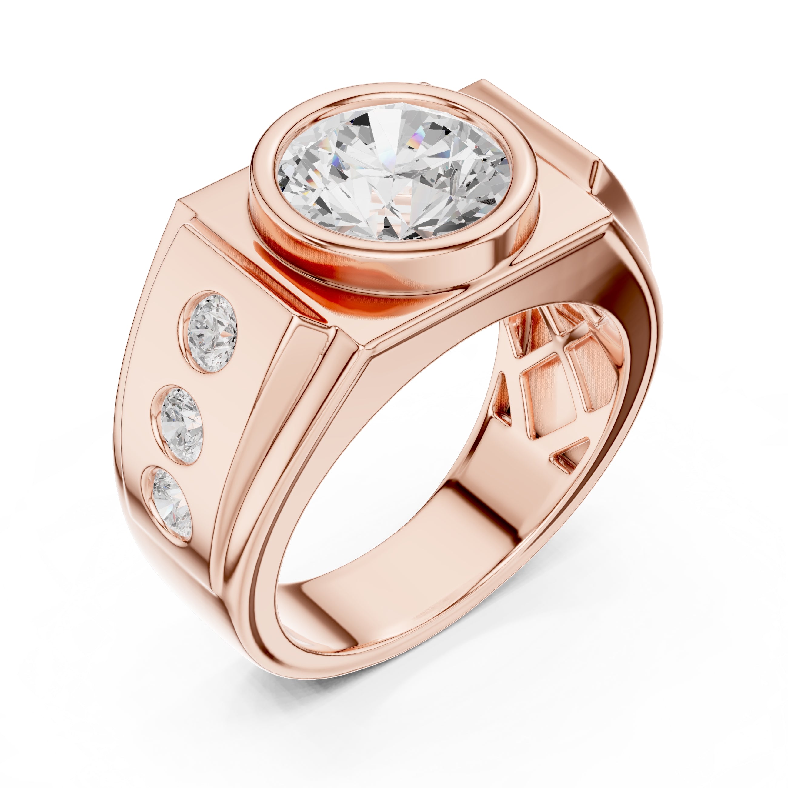 The Titan Bezel Ring 3ct Rose Gold