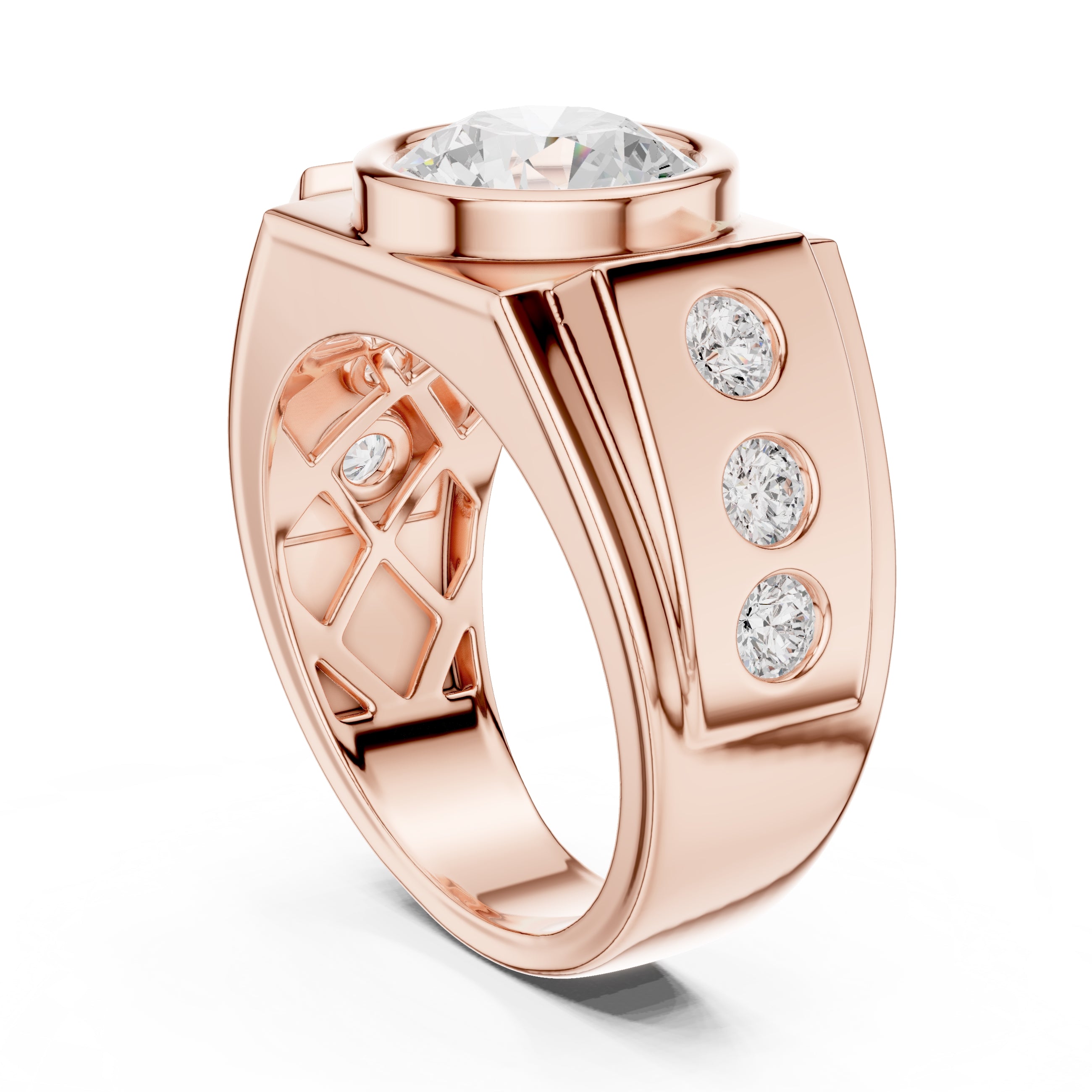 The Titan Bezel Ring 3ct Rose Gold