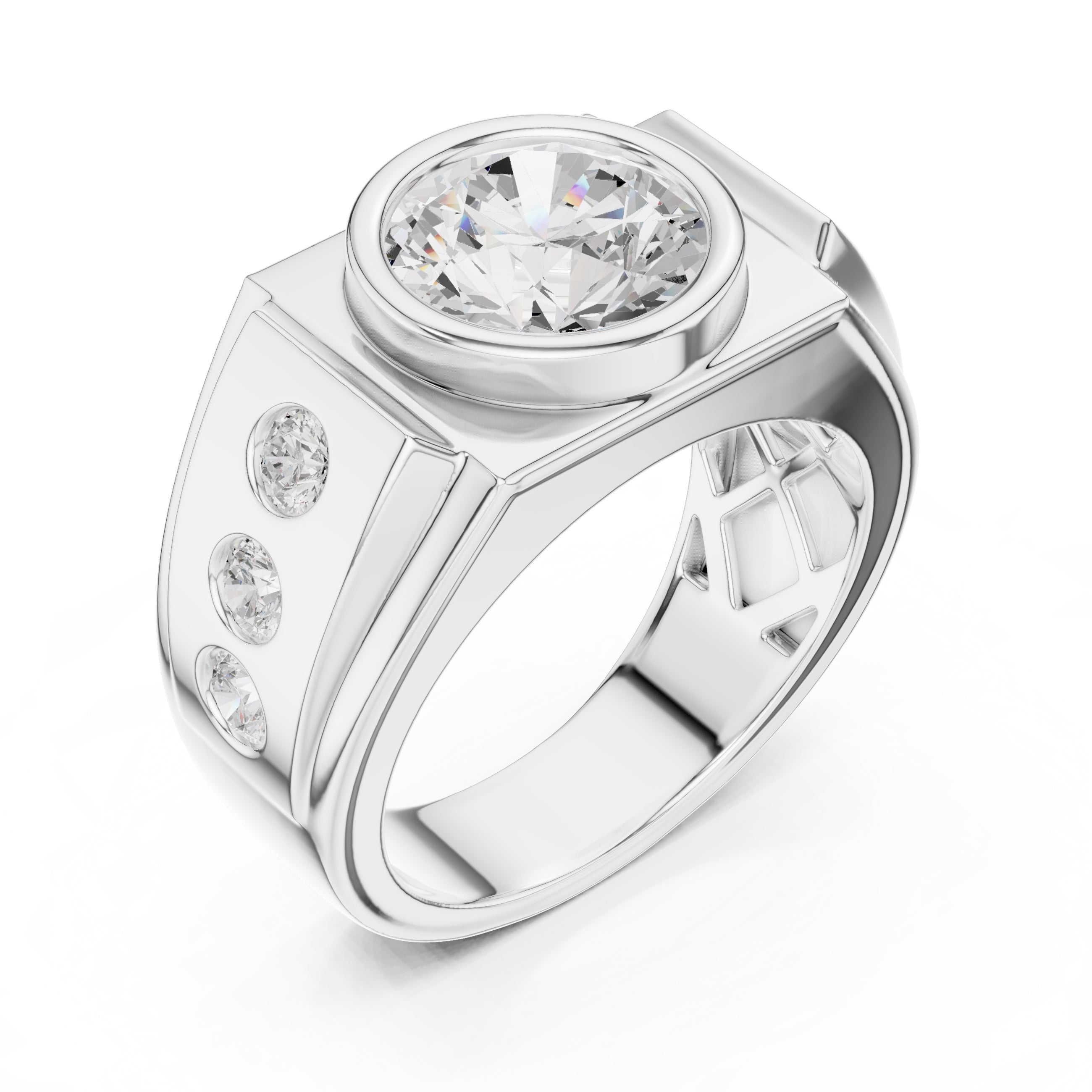 The Titan Bezel Ring 3ct White Gold