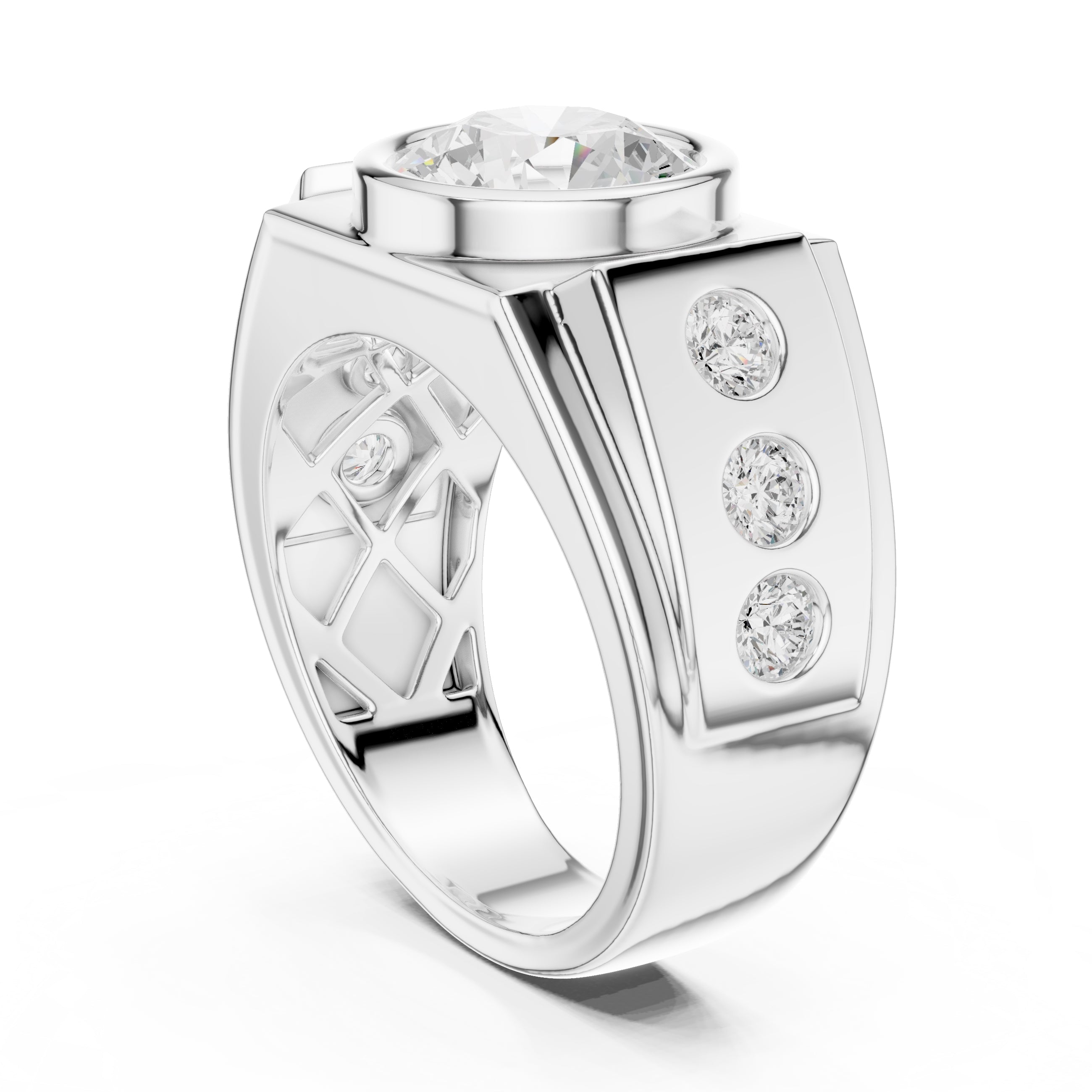 The Titan Bezel Ring 3ct White Gold