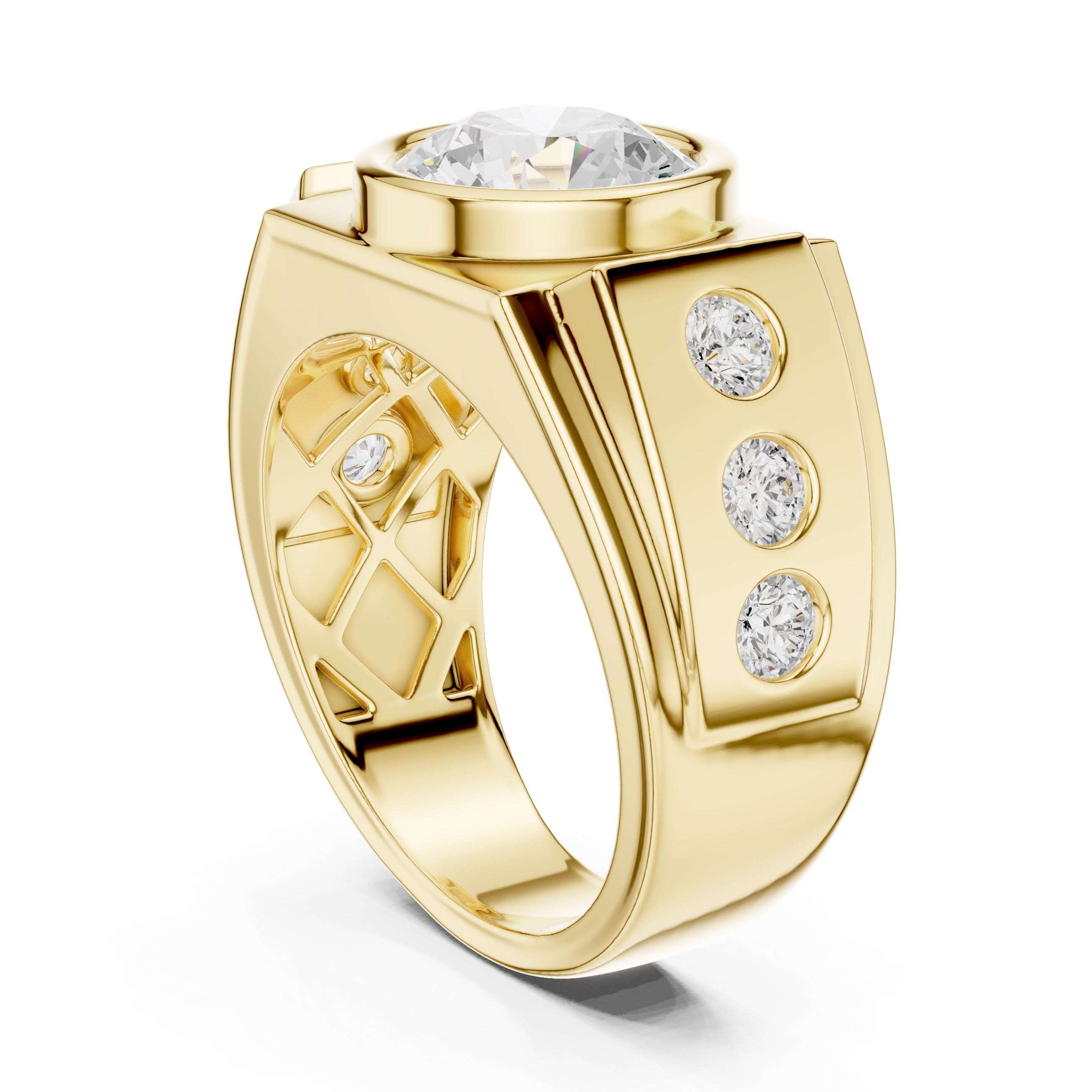 The Titan Bezel Ring 3ct Yellow Gold