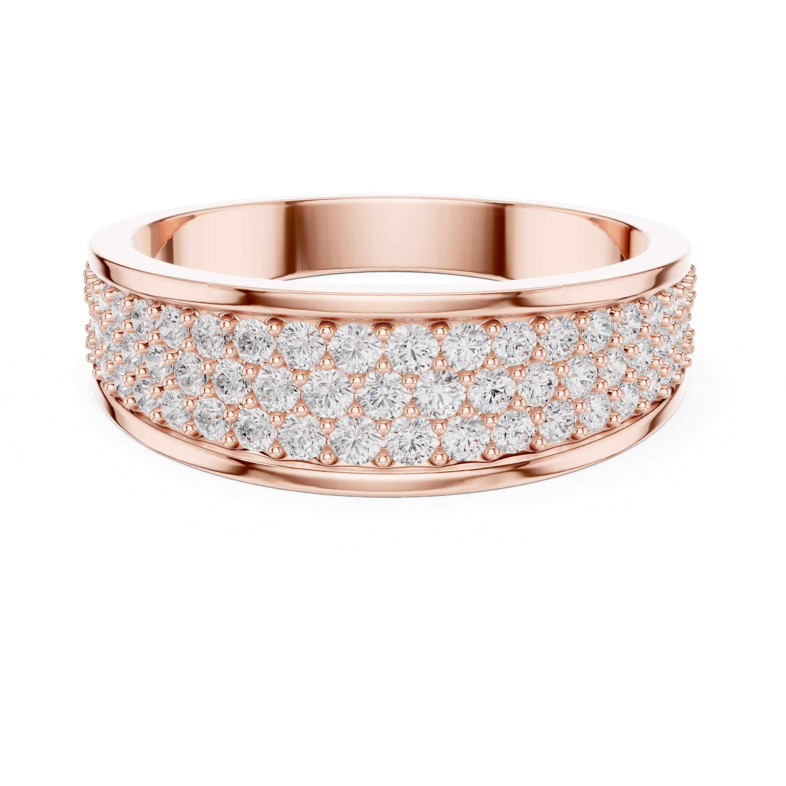 The Trinity Pavé Band Rose Gold
