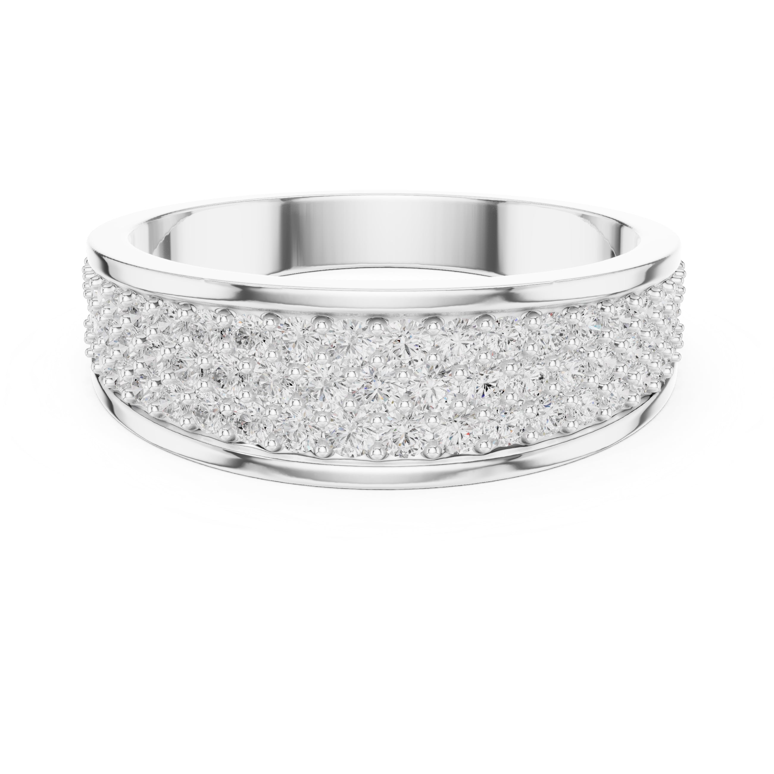 The Trinity Pavé Band White Gold
