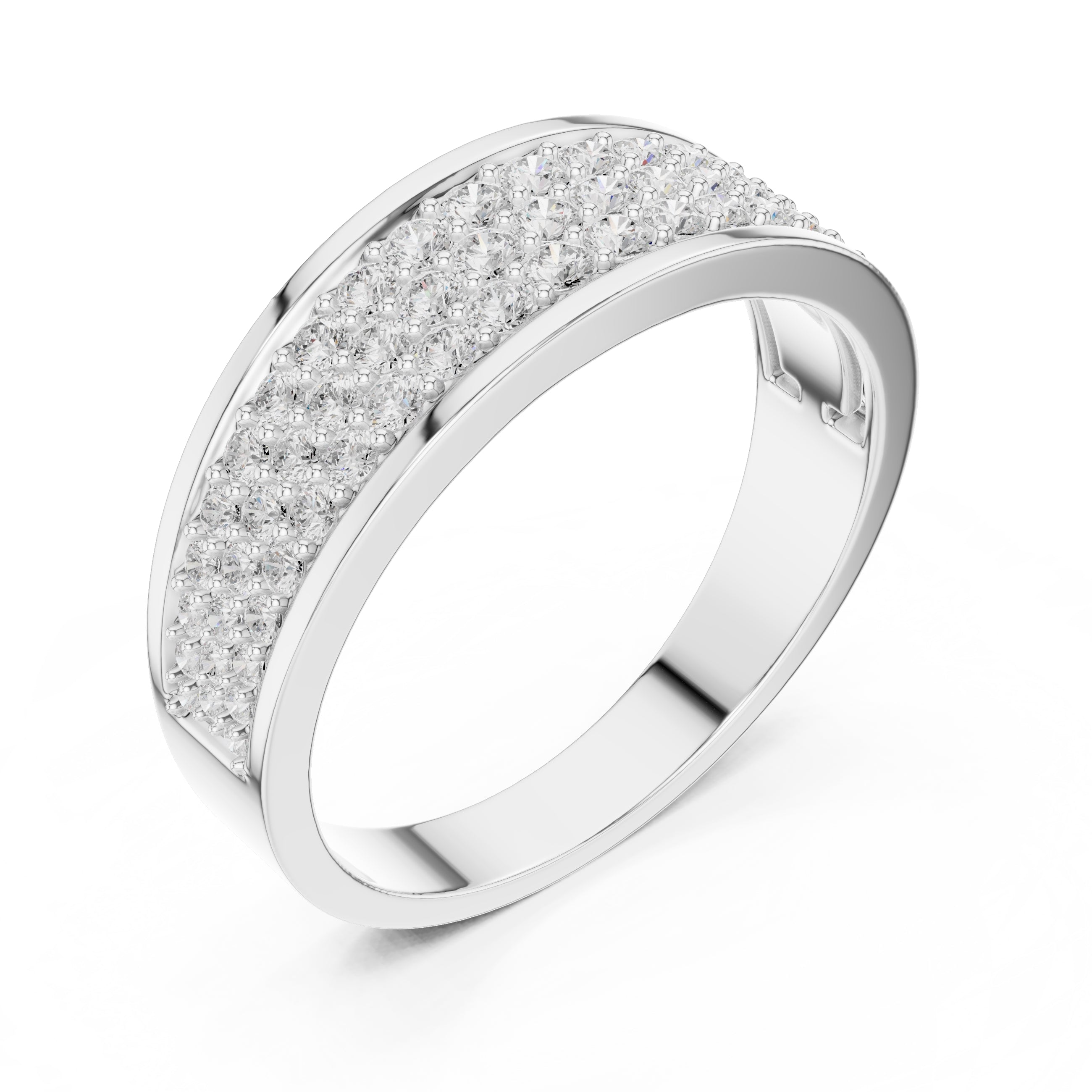 The Trinity Pavé Band White Gold