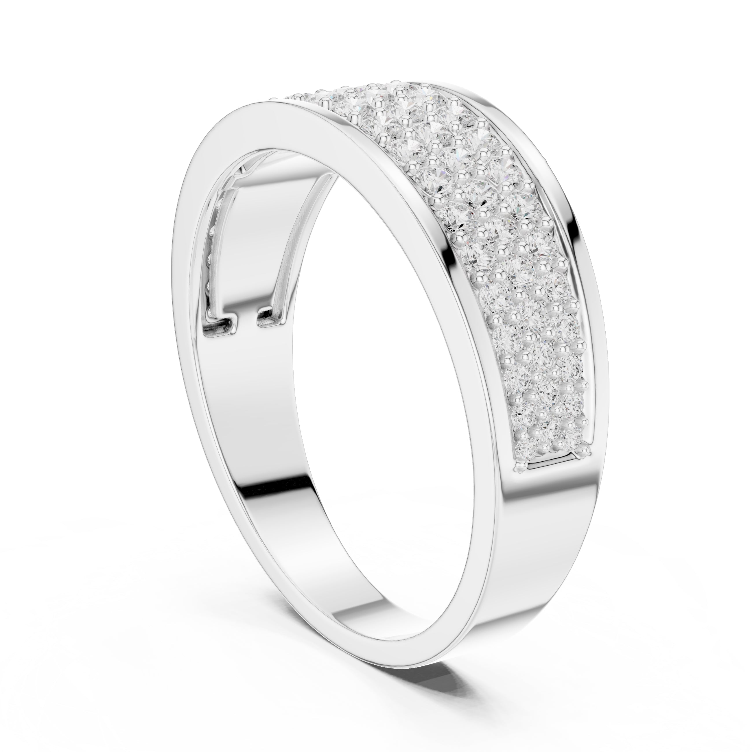 The Trinity Pavé Band White Gold