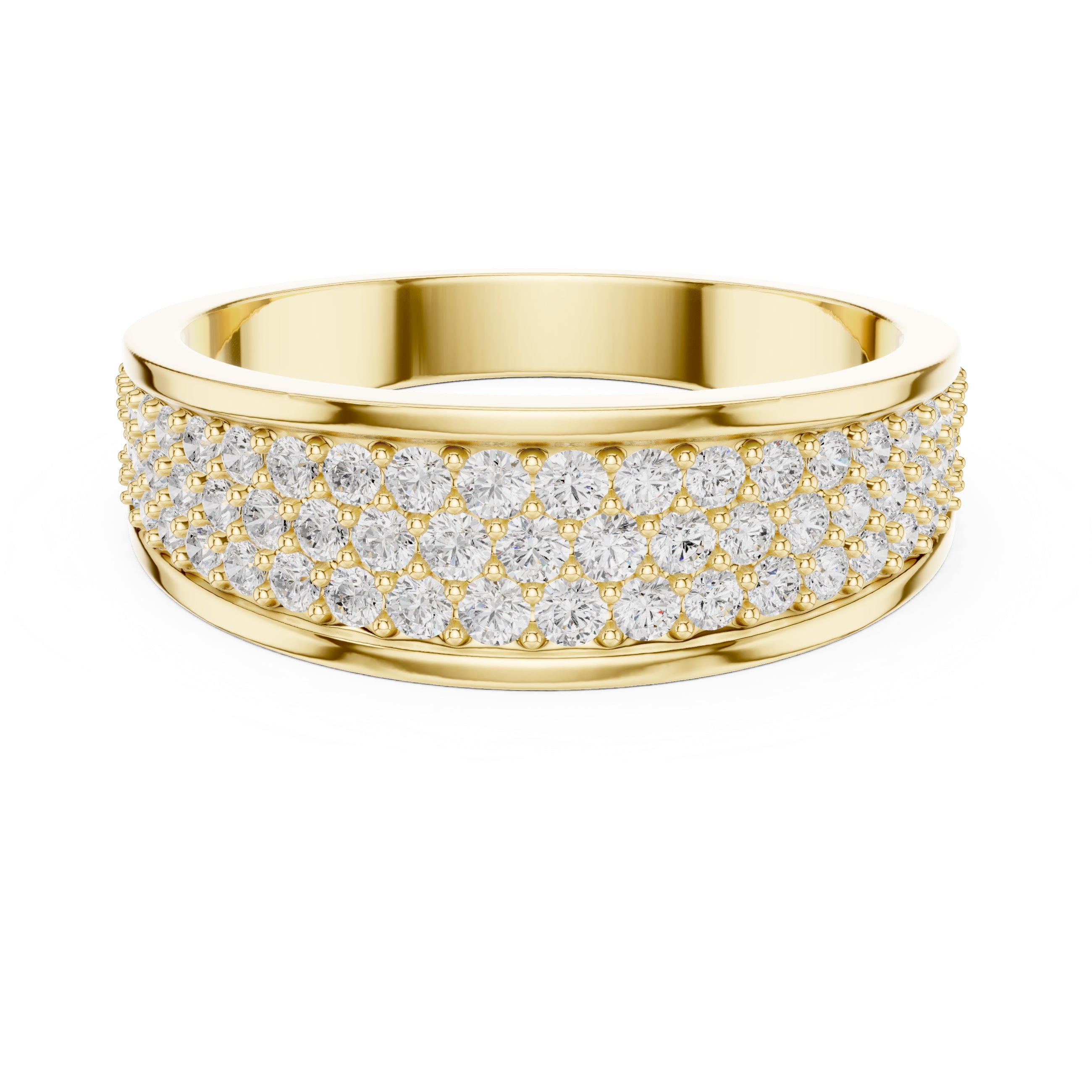 The Trinity Pavé Band Yellow Gold
