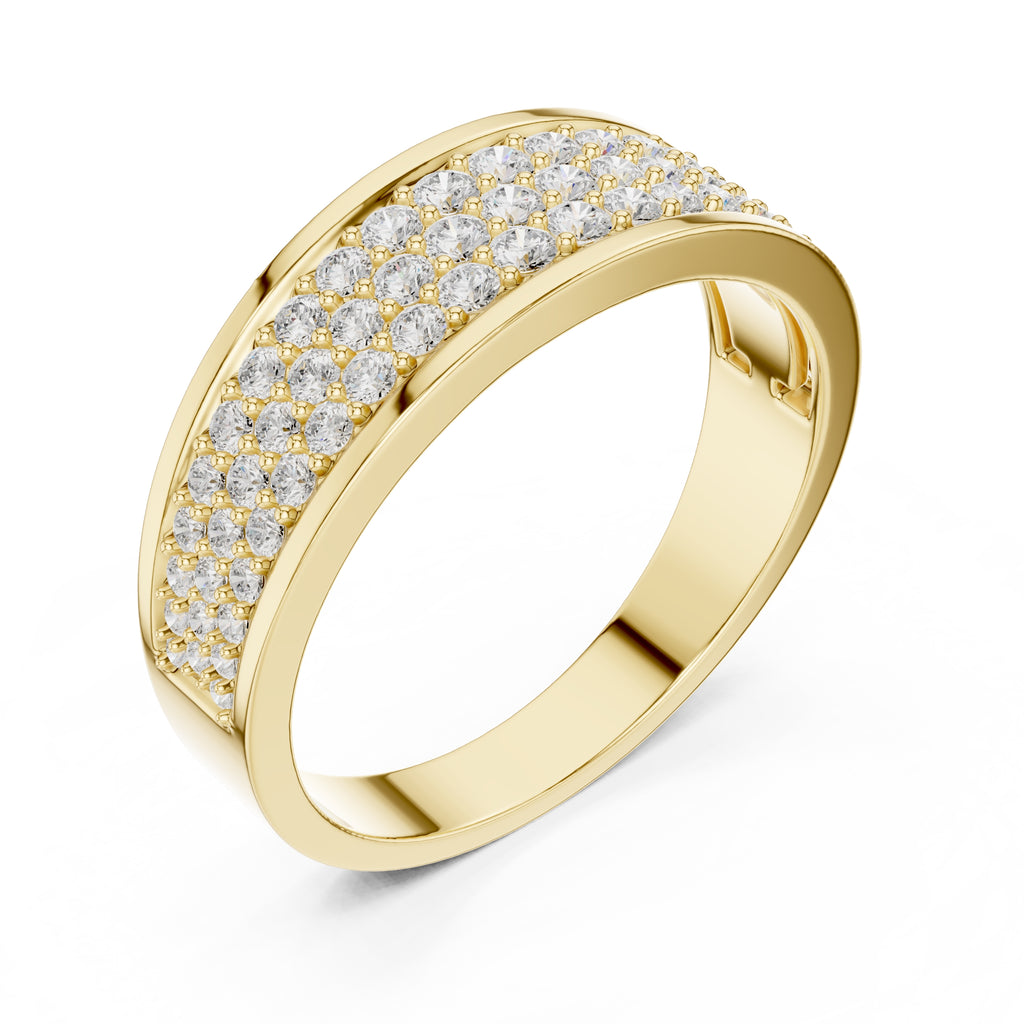 The Trinity Pavé Band Yellow Gold