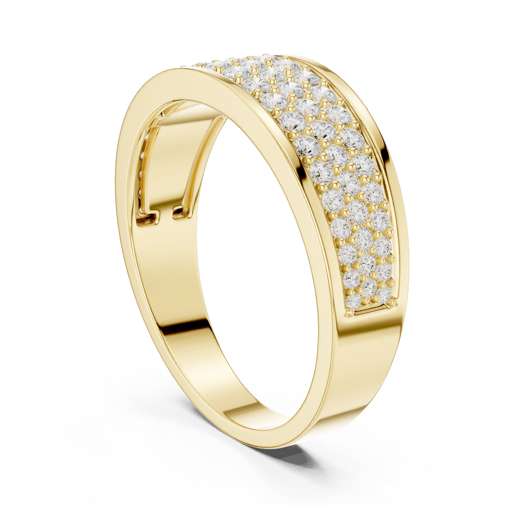 The Trinity Pavé Band Yellow Gold