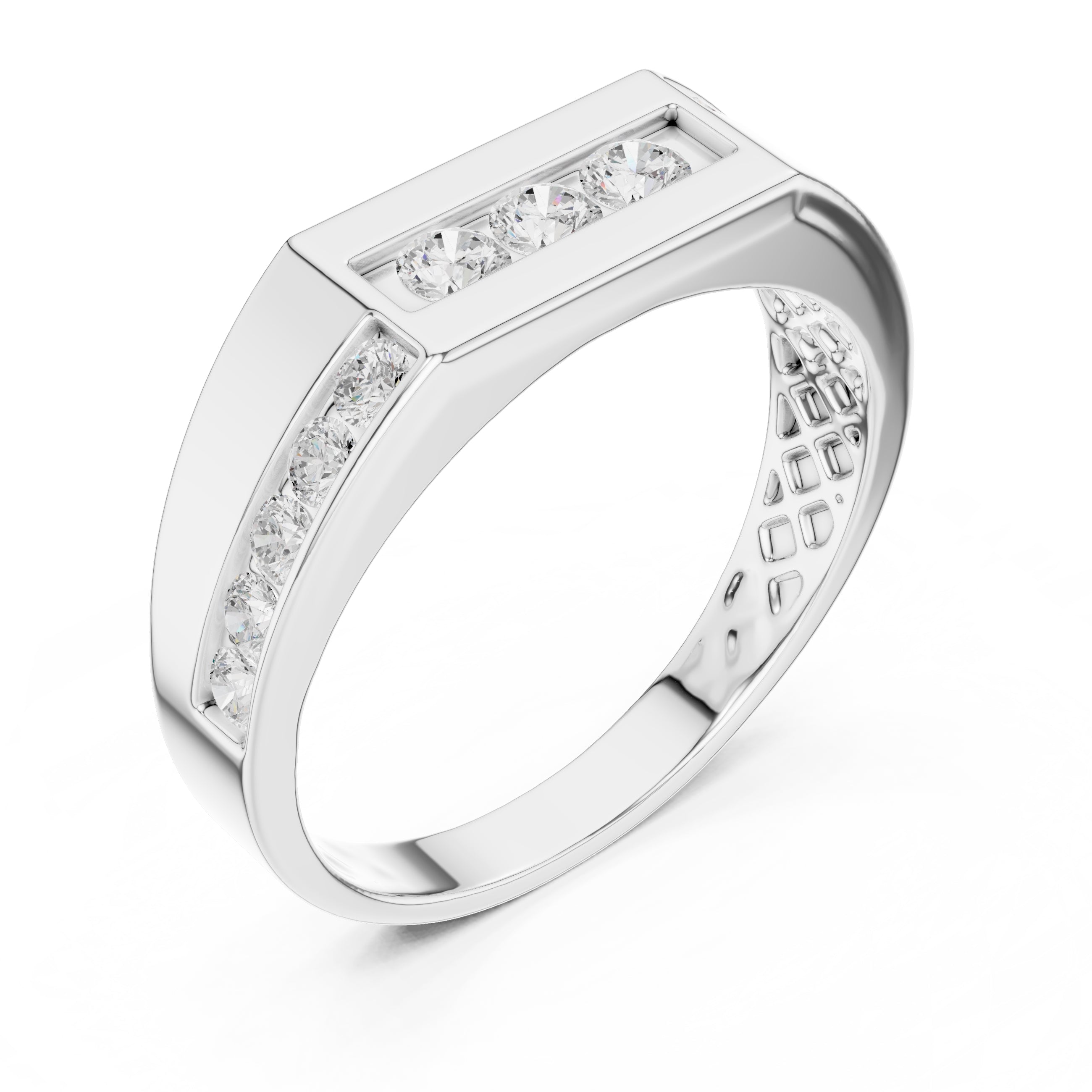 The Vertex Channel Band White Gold