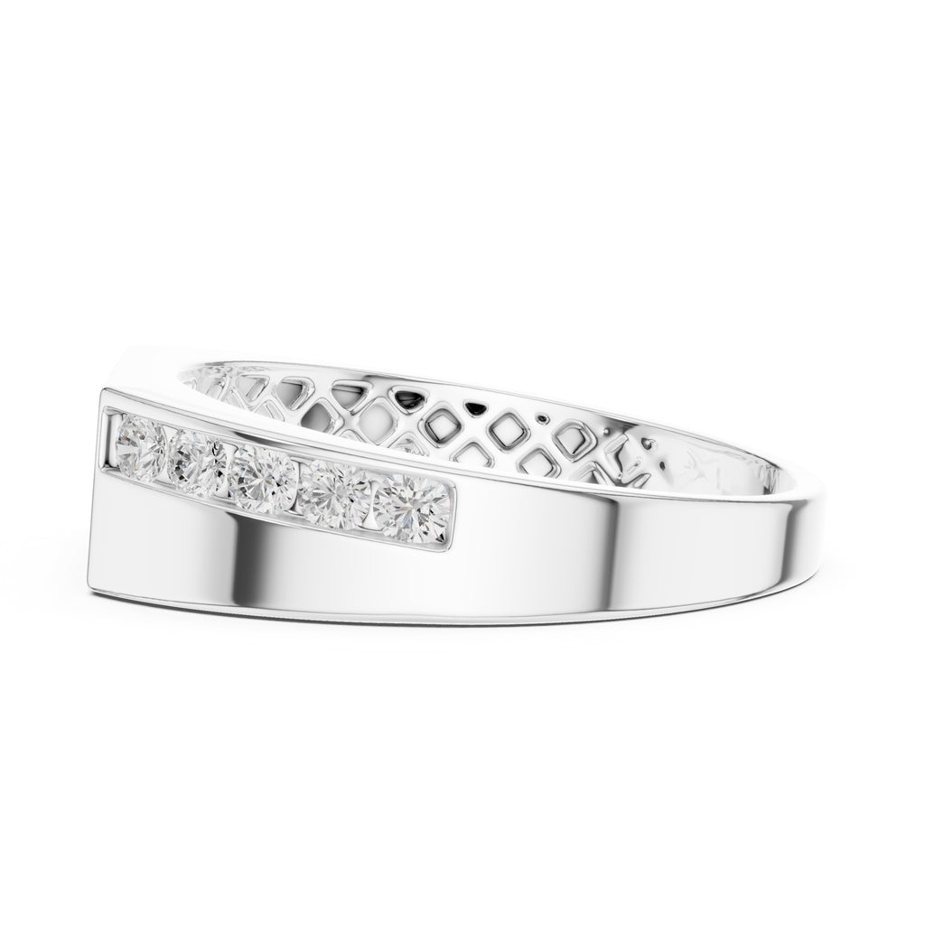 The Vertex Channel Band White Gold