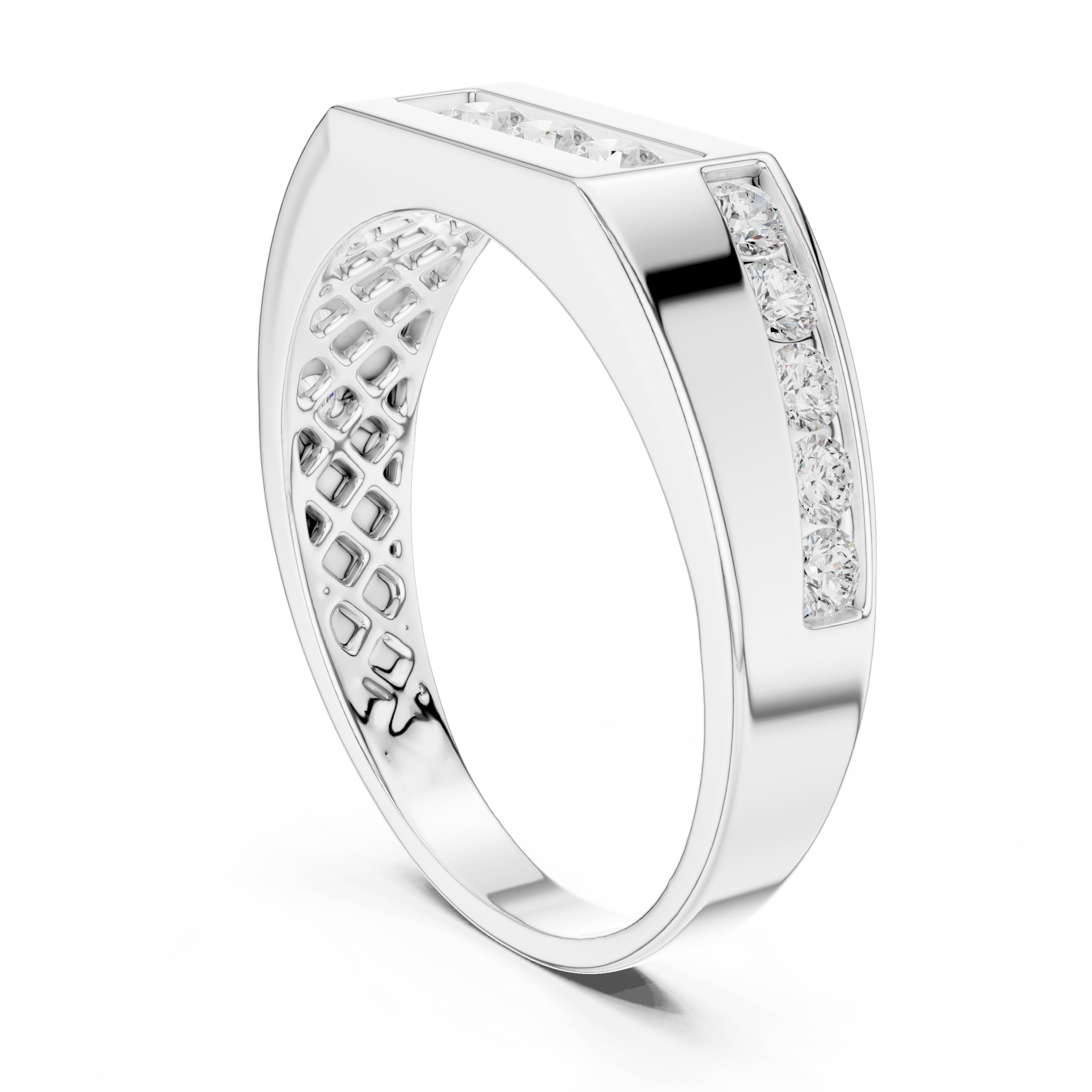 The Vertex Channel Band White Gold