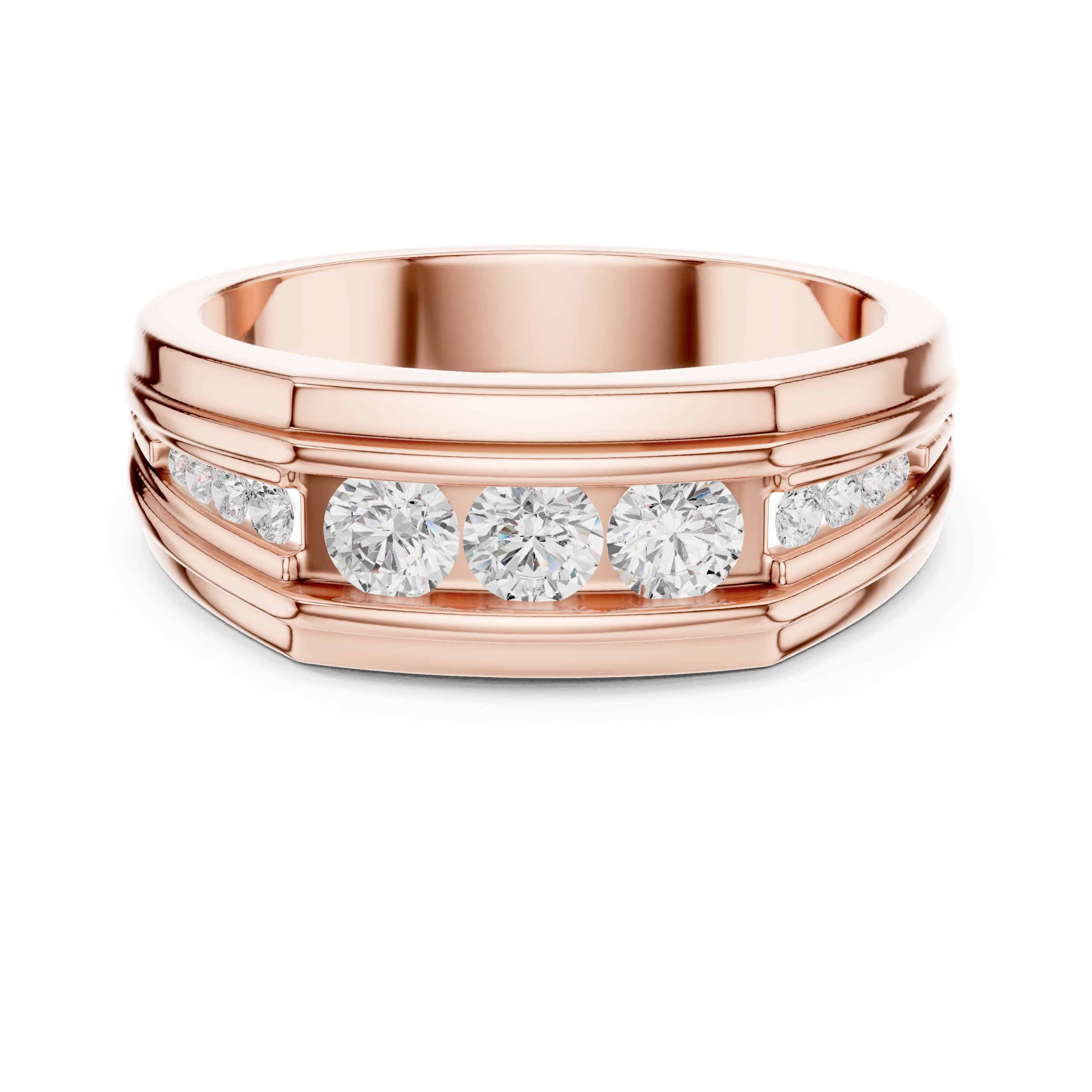 The Cascade Channel Band Rose Gold