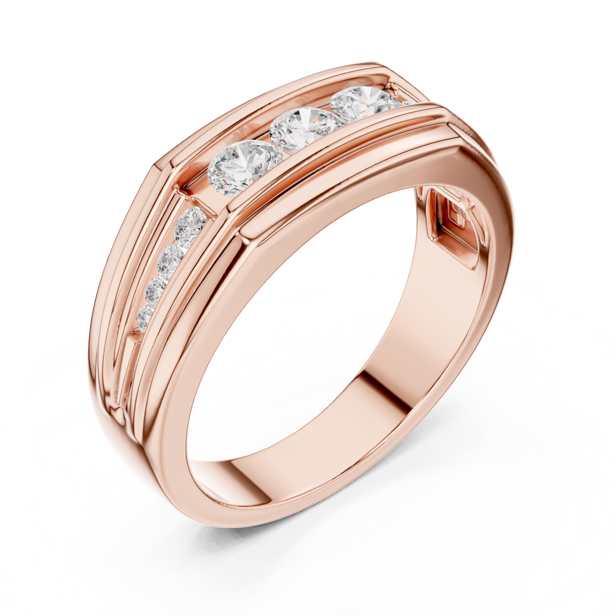 The Cascade Channel Band Rose Gold