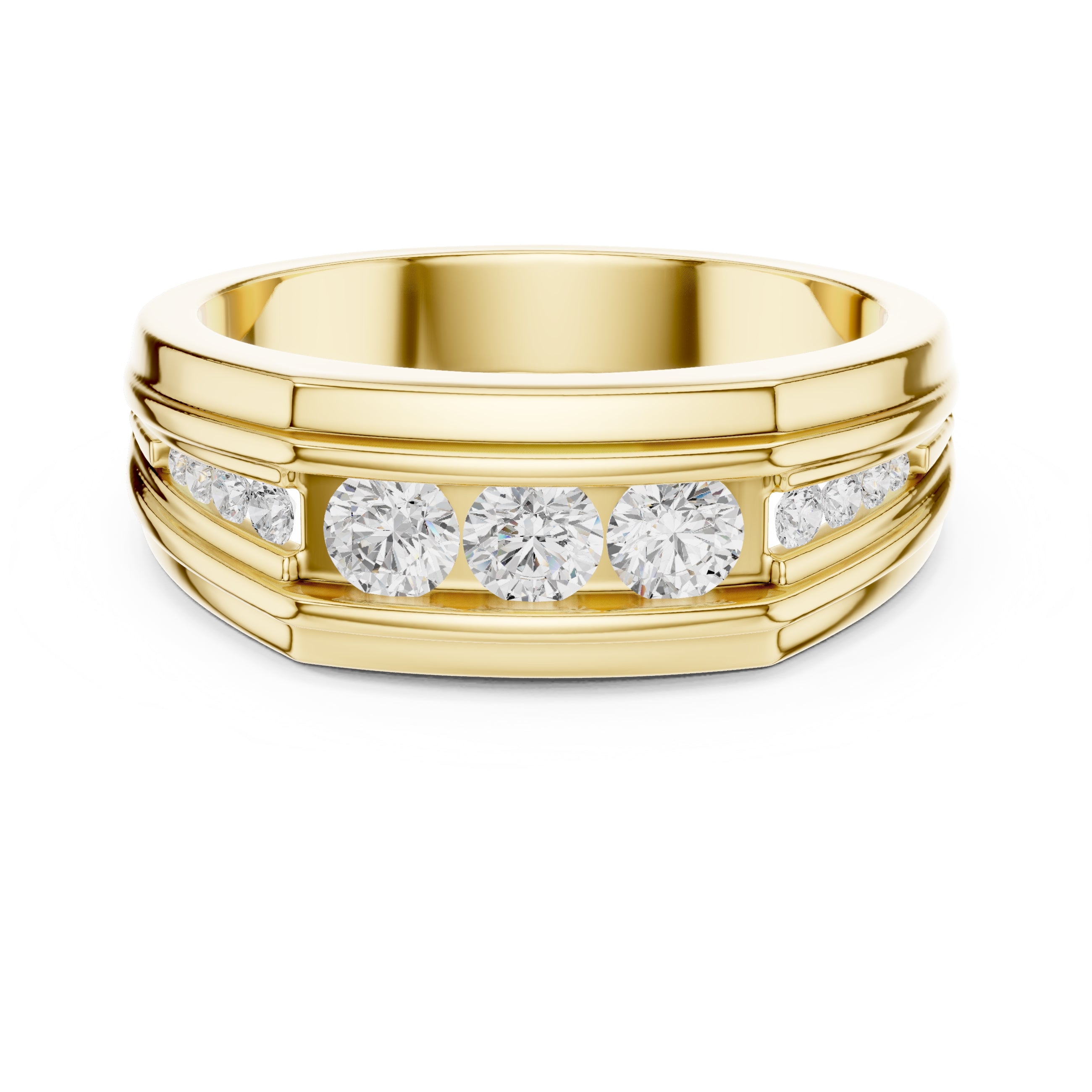 The Cascade Channel Band Yellow Gold