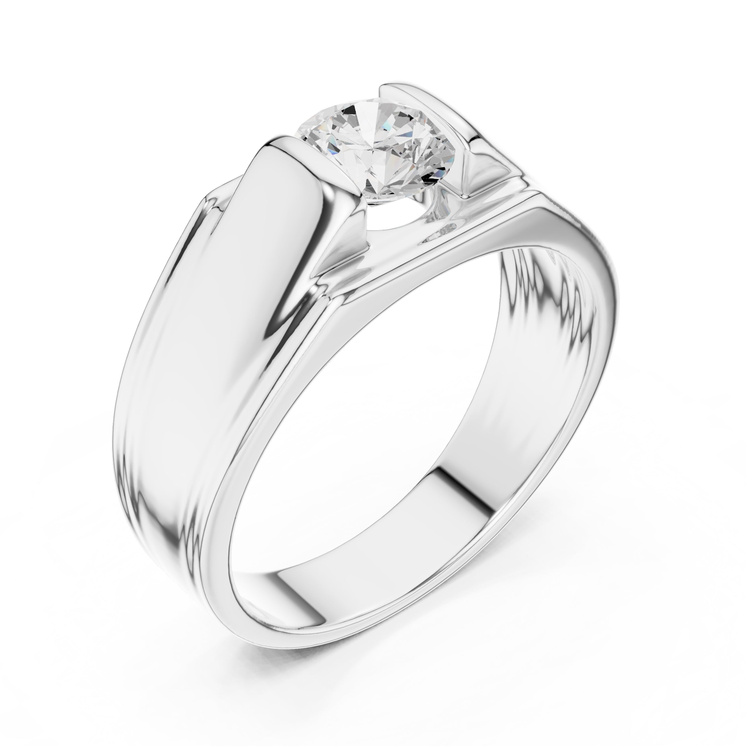 The Eclipse Channel Solitaire Ring 0.7ct White Gold
