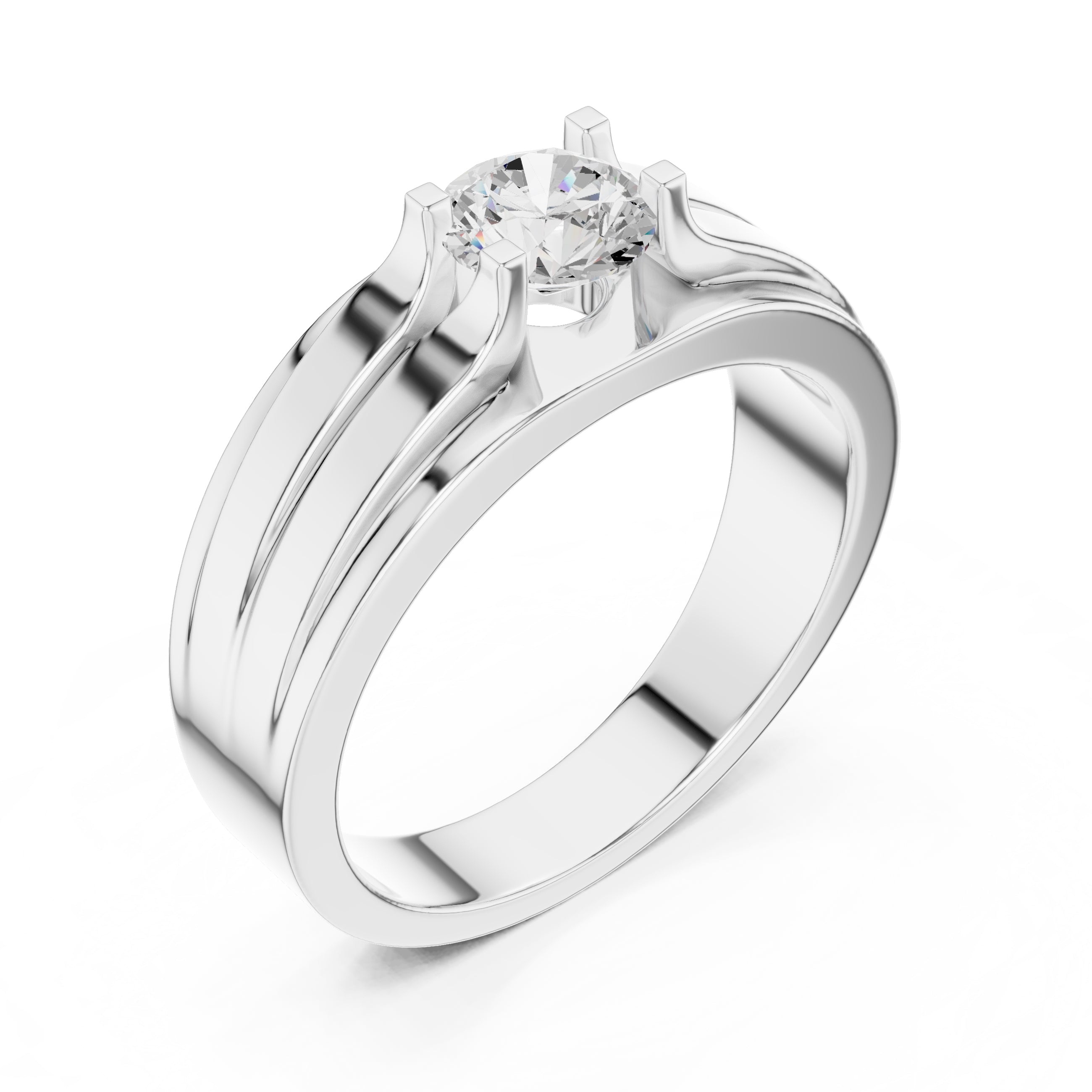 The Stratum Ribbed Solitaire 0.75ct White Gold