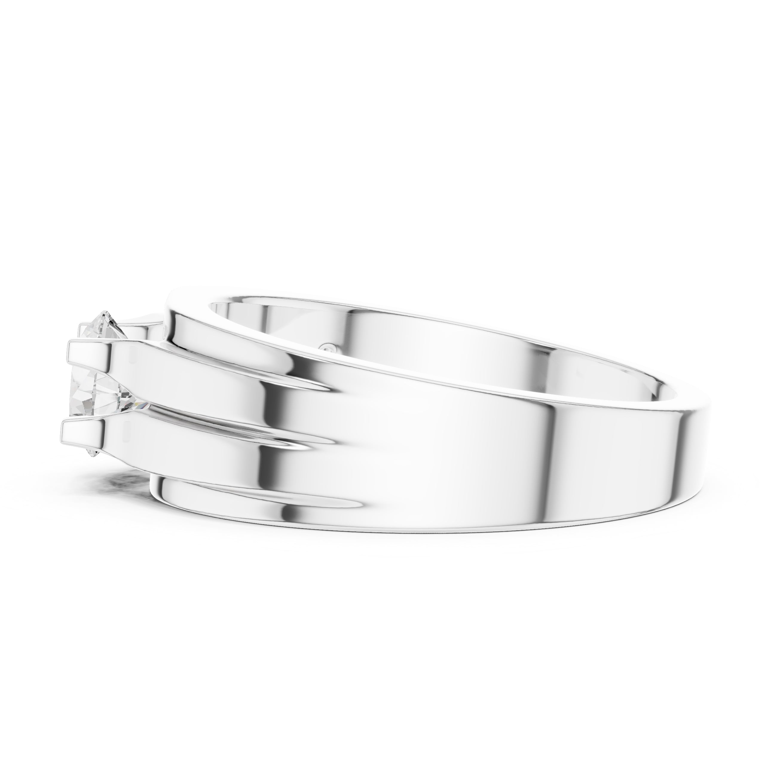 The Stratum Ribbed Solitaire 0.75ct White Gold