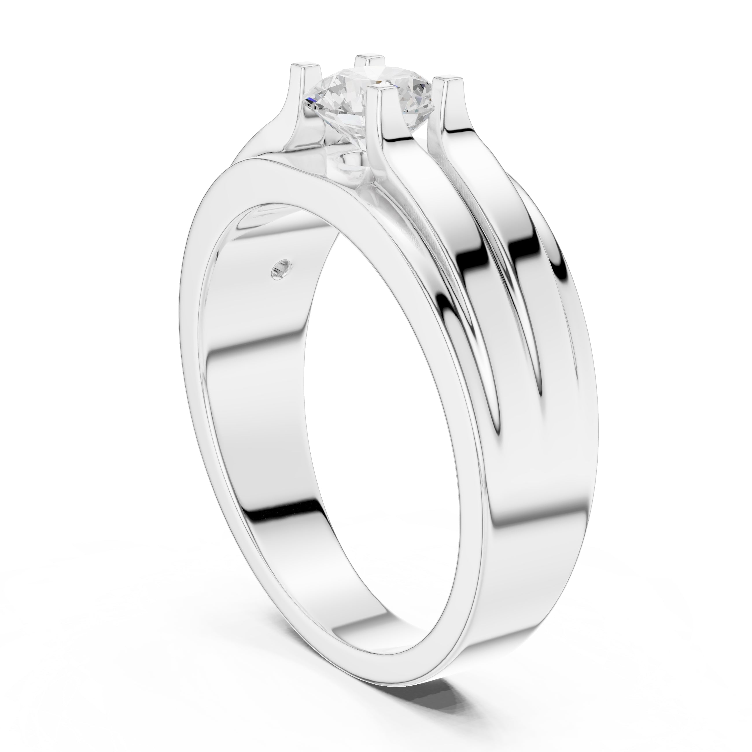 The Stratum Ribbed Solitaire 0.75ct White Gold