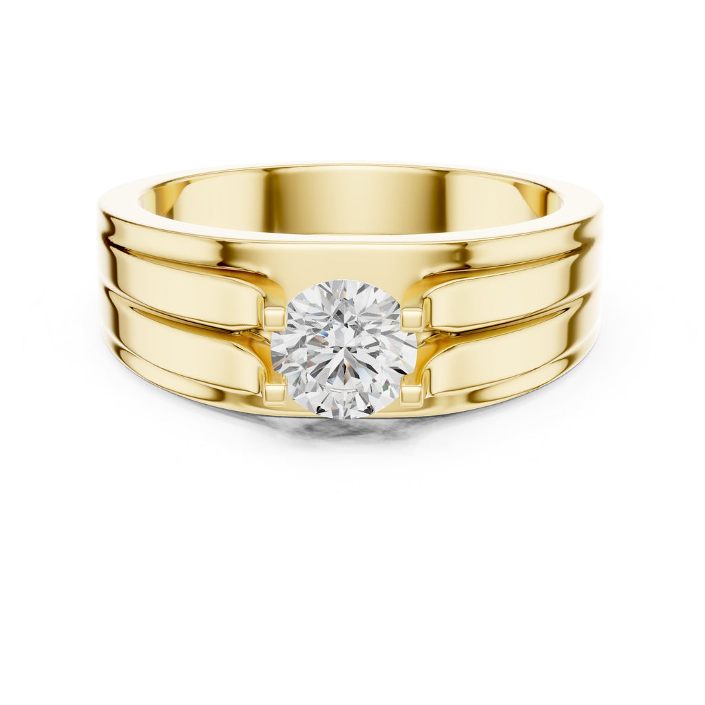 The Stratum Ribbed Solitaire 0.75ct Yellow Gold