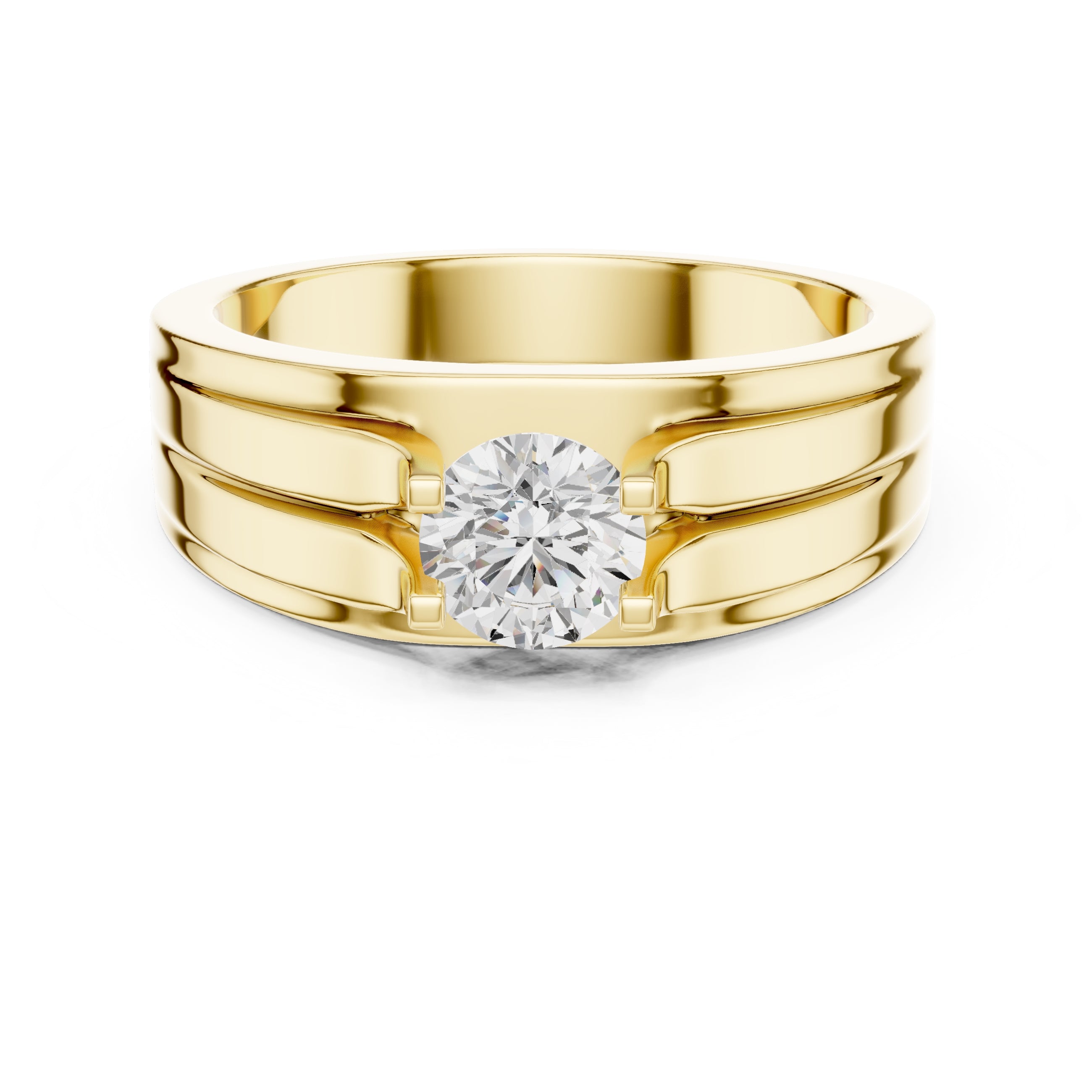 The Stratum Ribbed Solitaire 0.75ct Yellow Gold