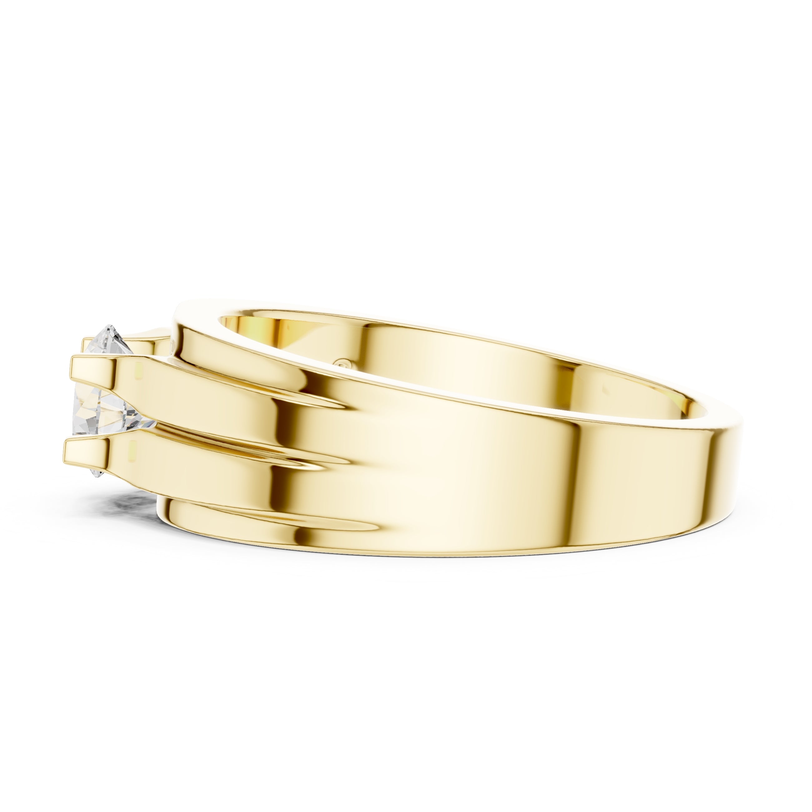 The Stratum Ribbed Solitaire 0.75ct Yellow Gold