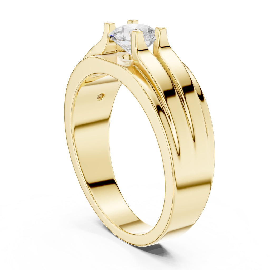 The Stratum Ribbed Solitaire 0.75ct Yellow Gold