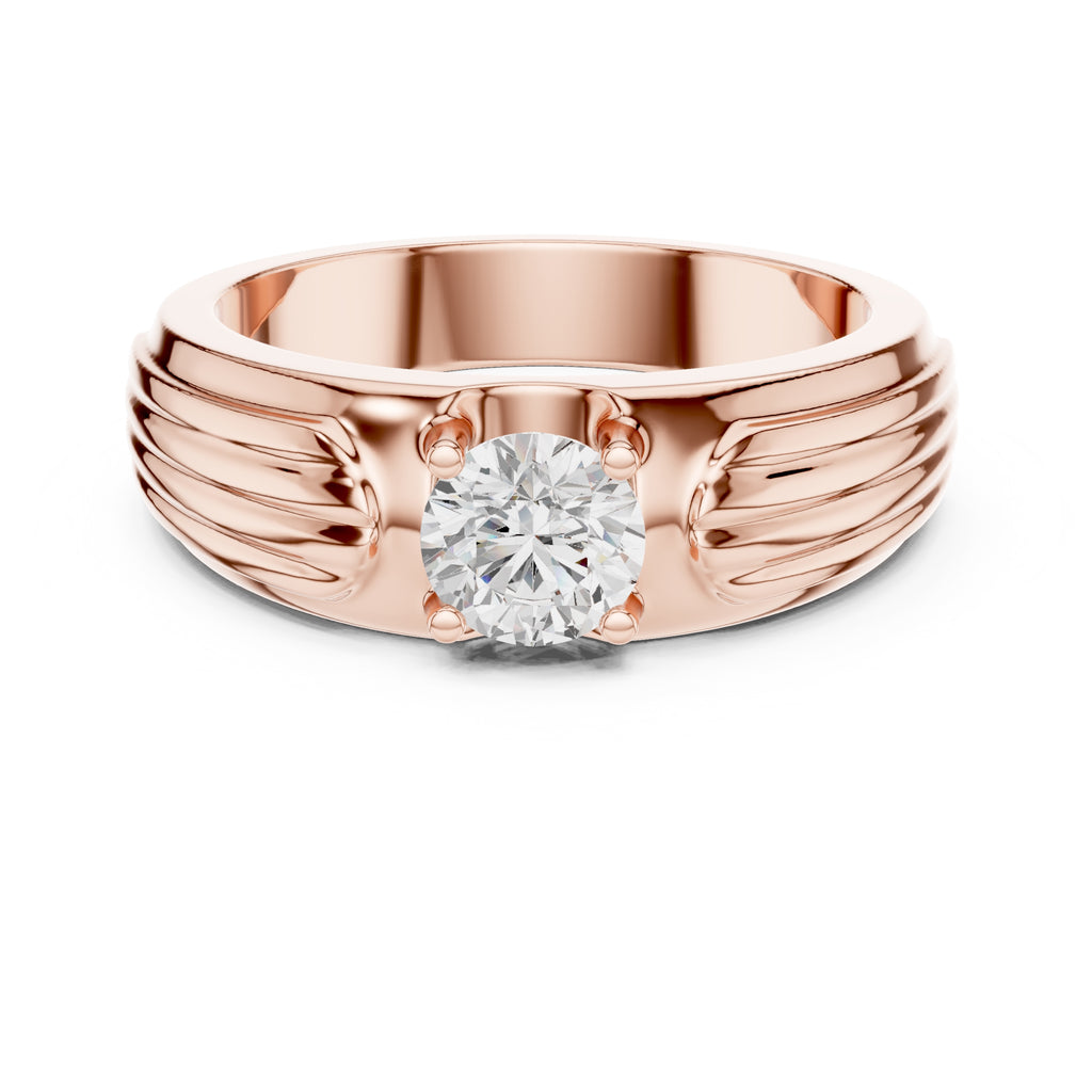 The Pillar Ribbed Band 0.75ct Rose Gold