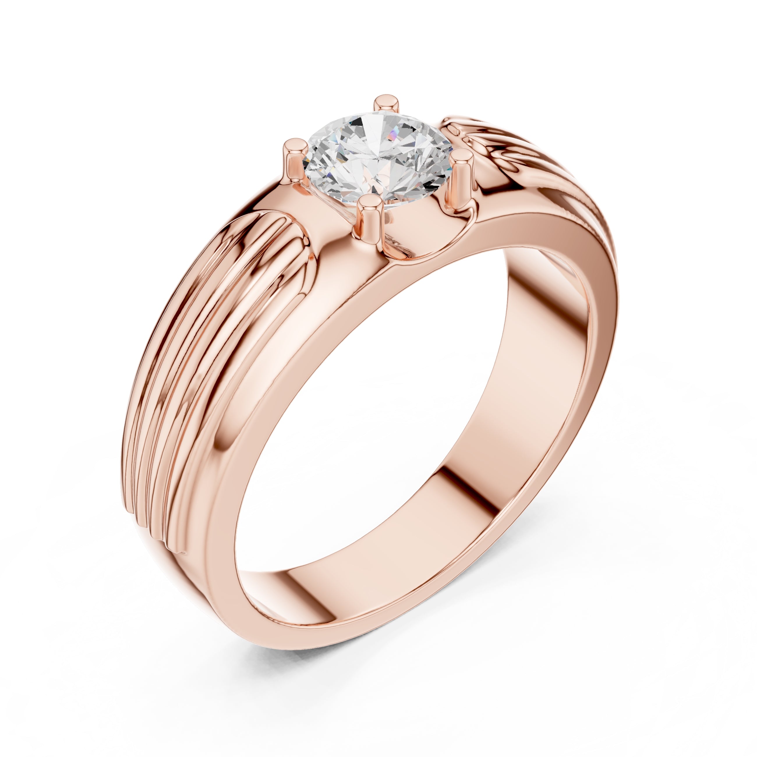 The Pillar Ribbed Band 0.75ct Rose Gold