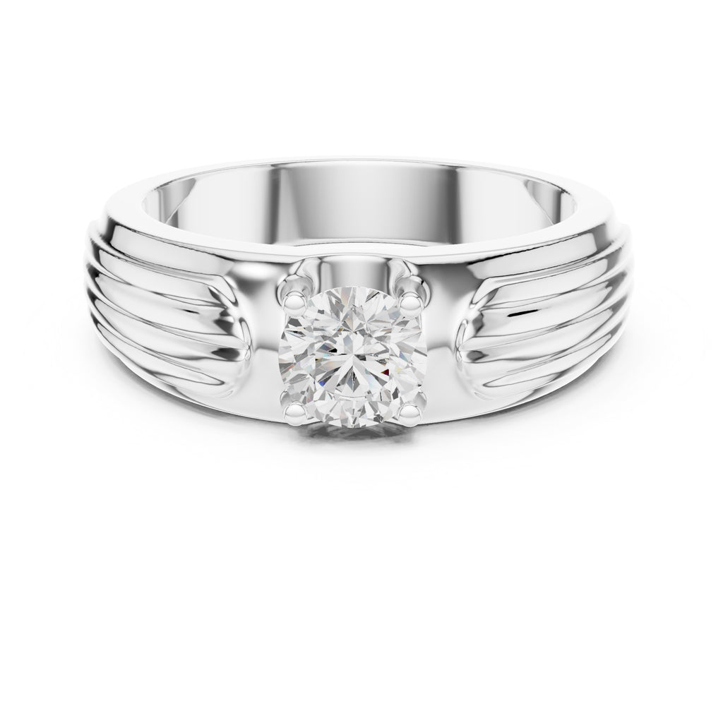 The Pillar Ribbed Band 0.75ct White Gold