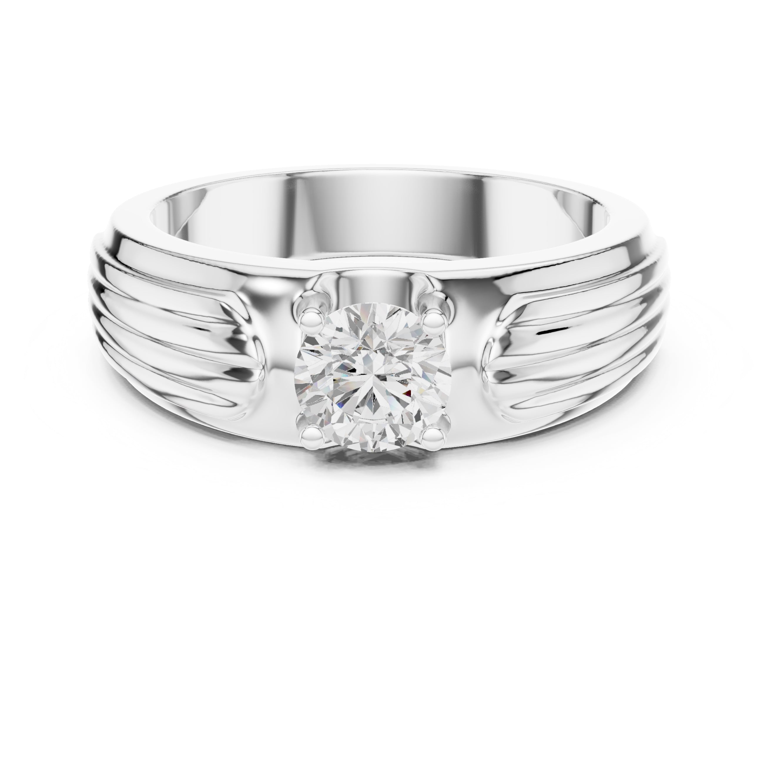The Pillar Ribbed Band 0.75ct White Gold