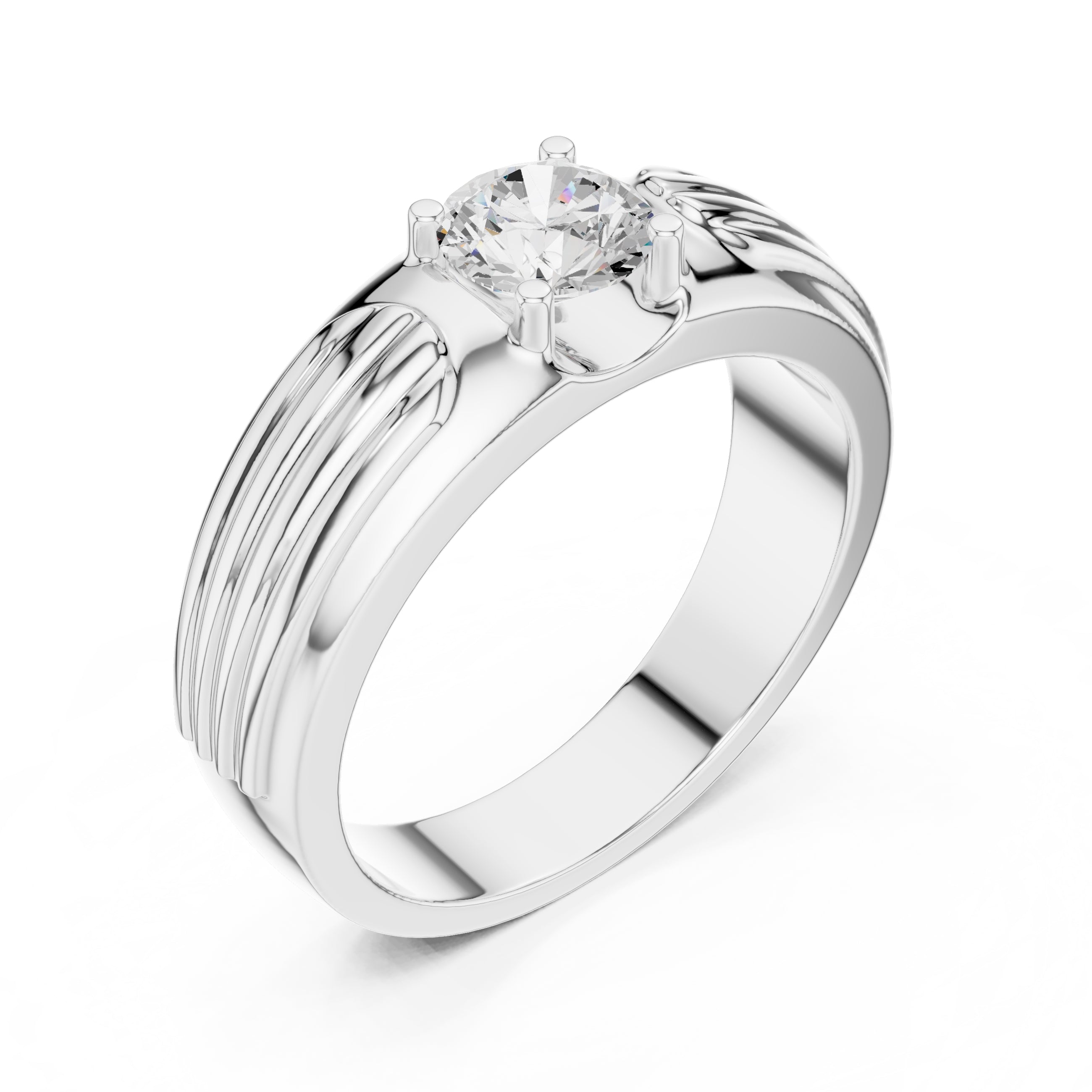 The Pillar Ribbed Band 0.75ct White Gold