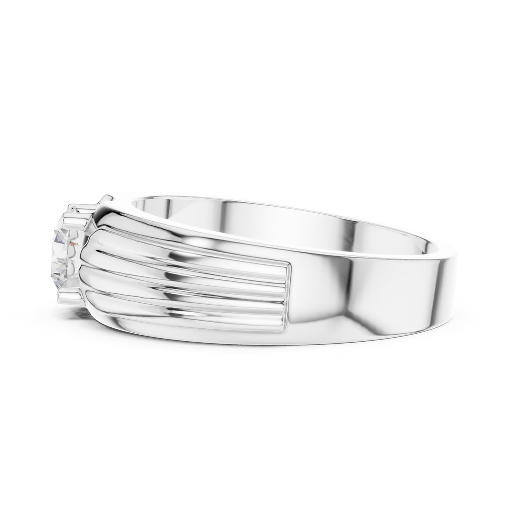 The Pillar Ribbed Band 0.75ct White Gold