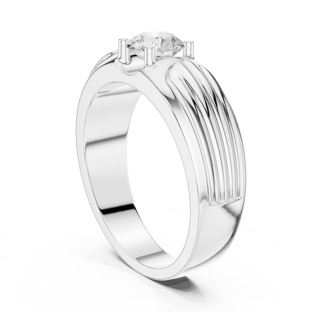 The Pillar Ribbed Band 0.75ct White Gold