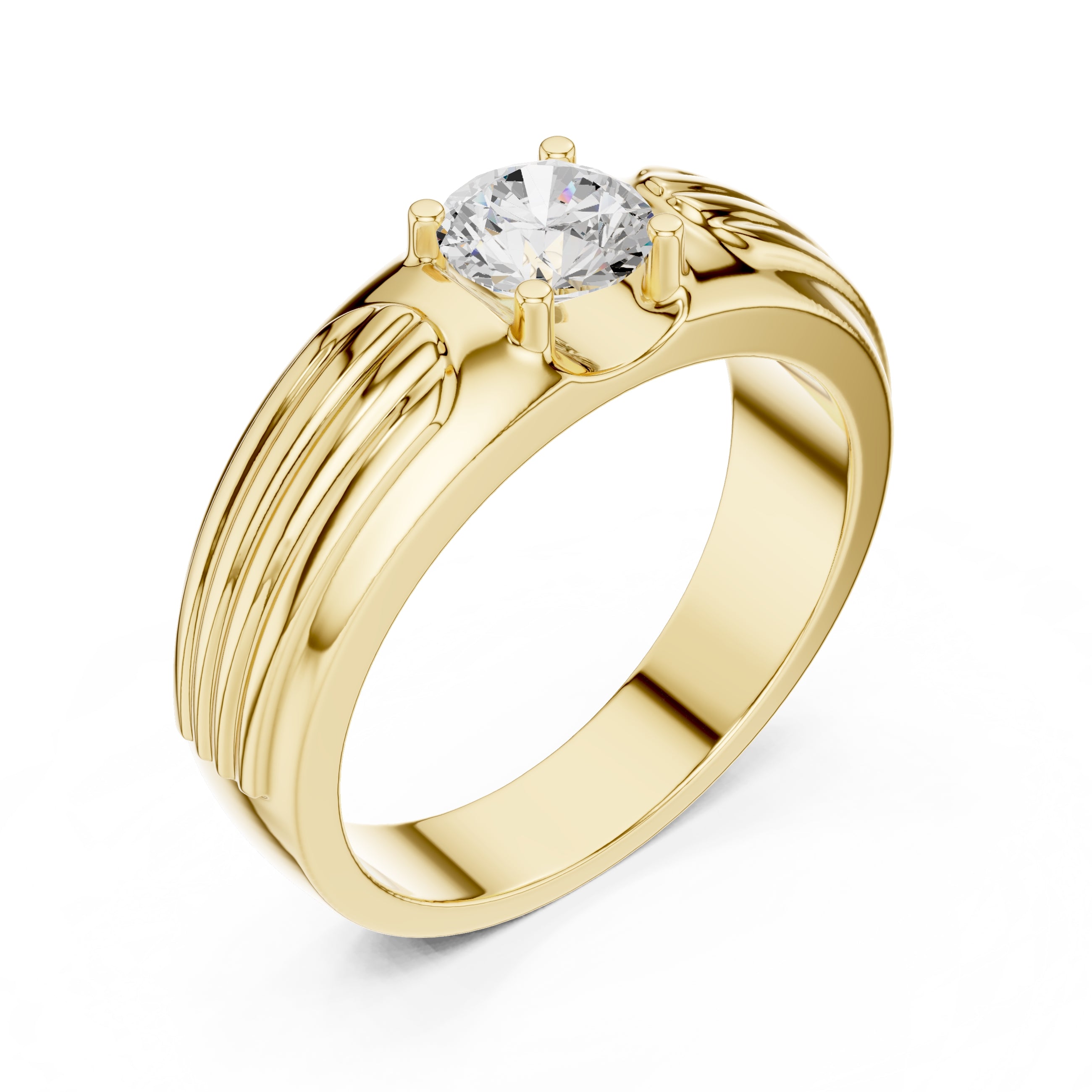 The Pillar Ribbed Band 0.75ct Yellow Gold