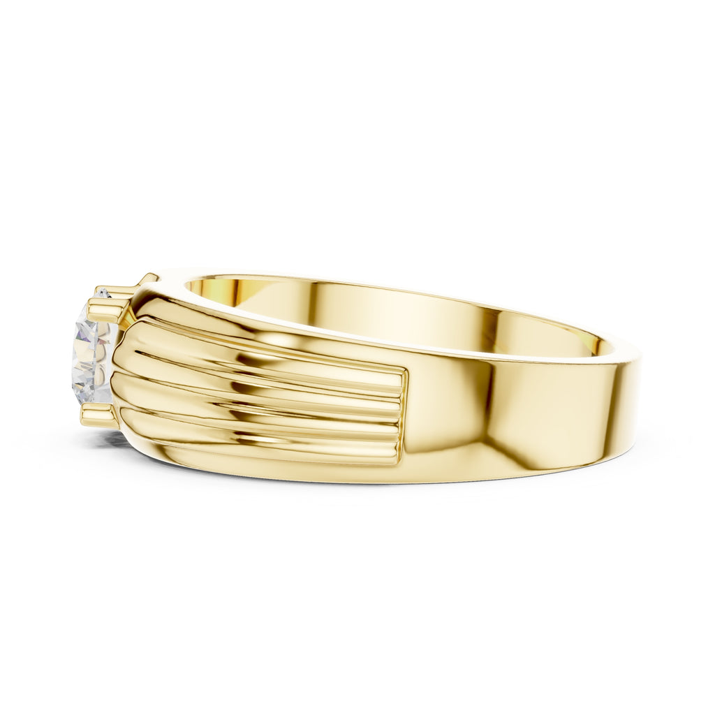 The Pillar Ribbed Band 0.75ct Yellow Gold
