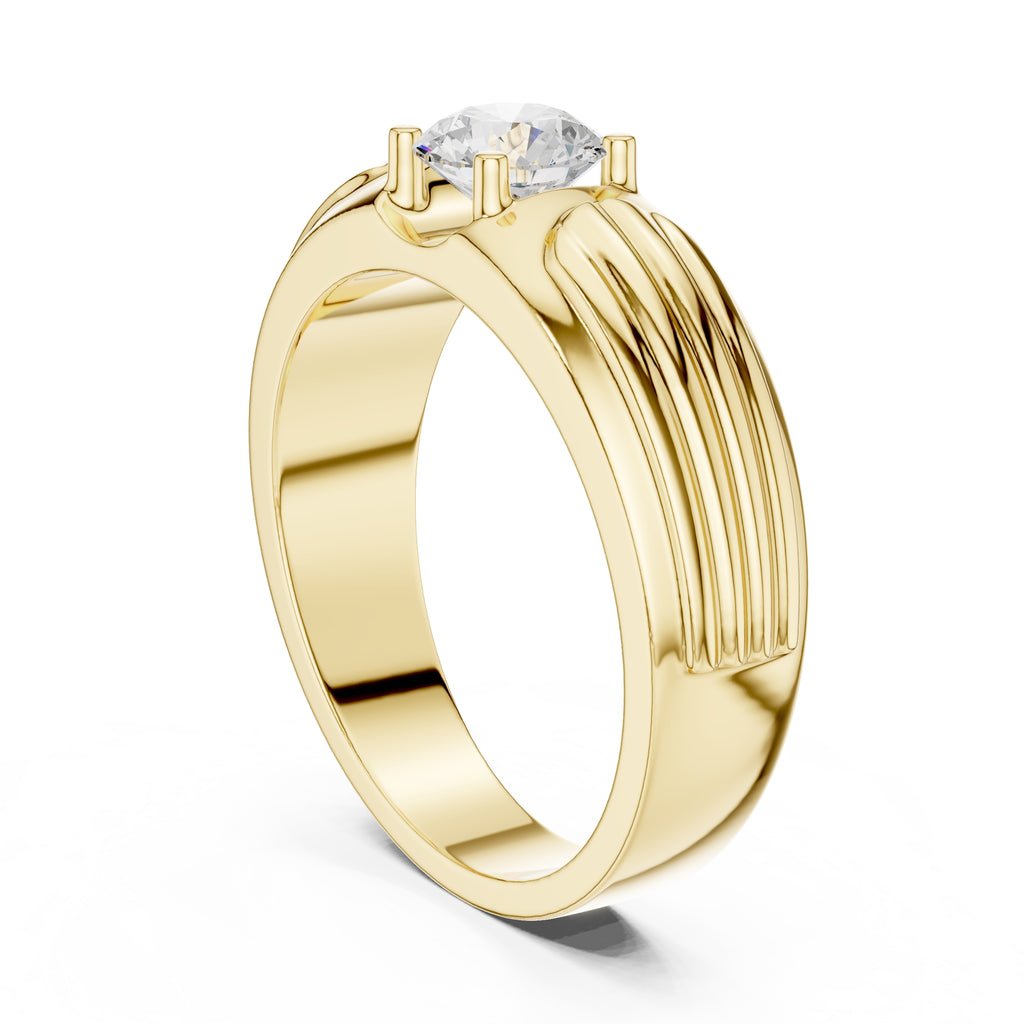 The Pillar Ribbed Band 0.75ct Yellow Gold