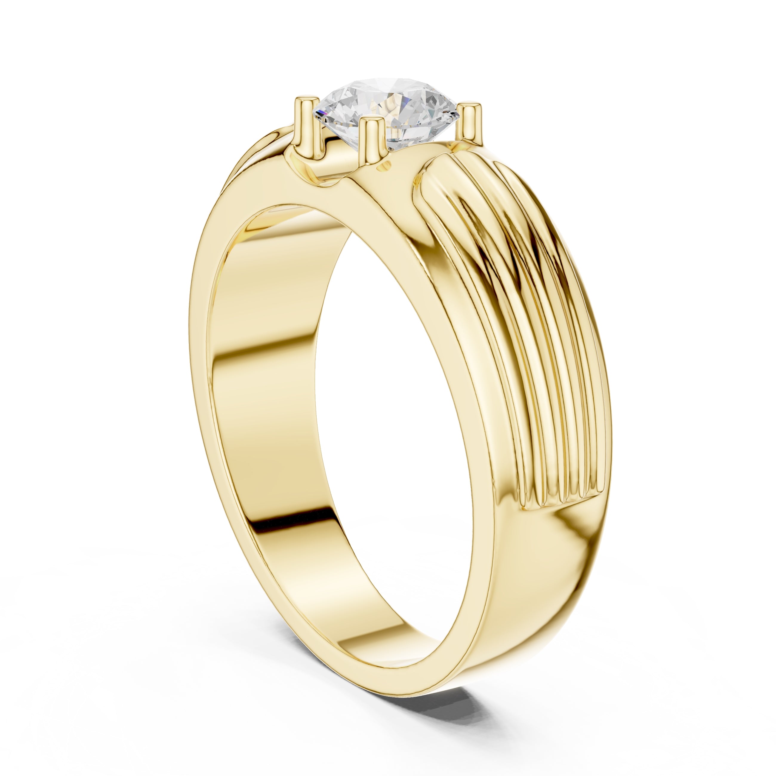 The Pillar Ribbed Band 0.75ct Yellow Gold