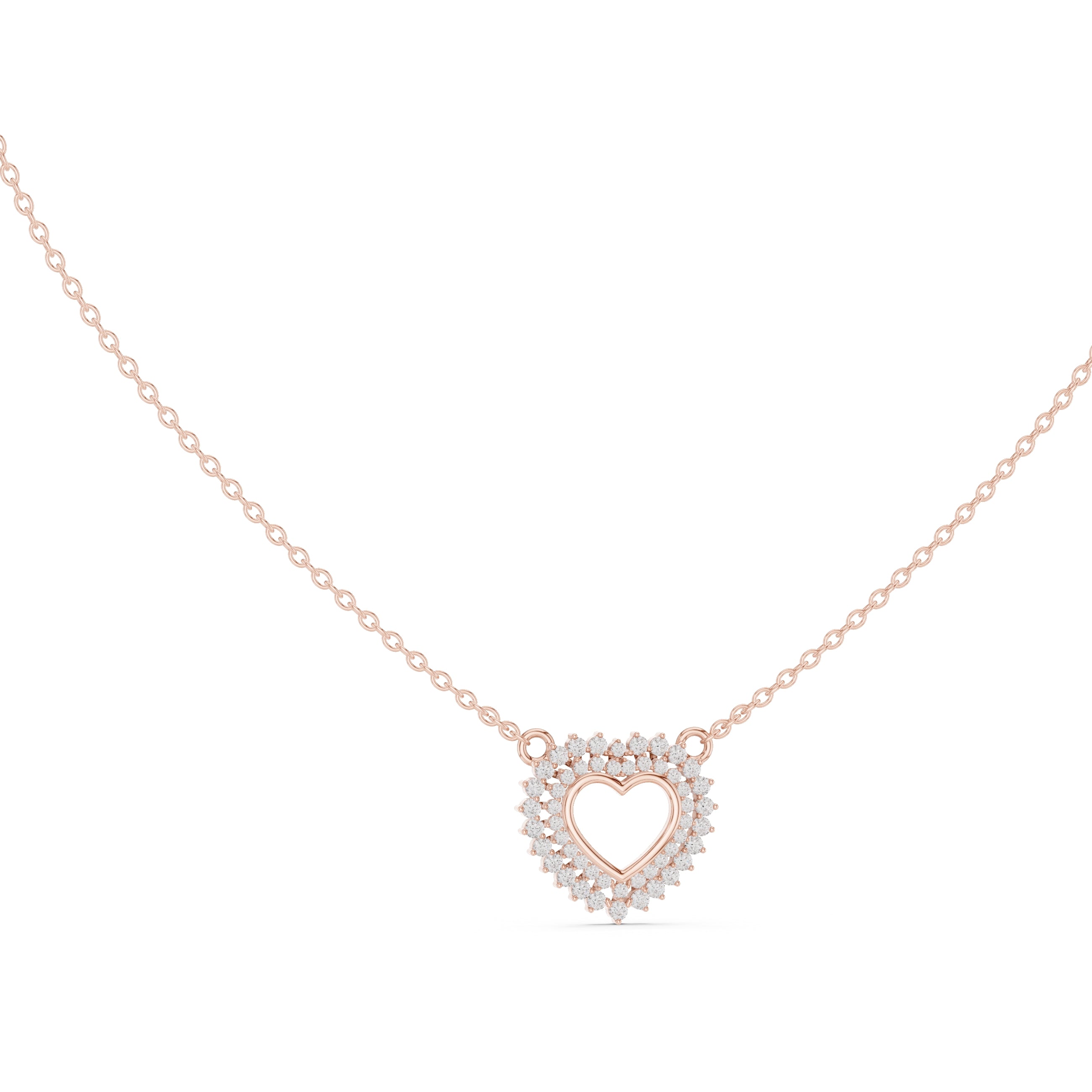 The Crown Pavé Heart Pendant Rose Gold