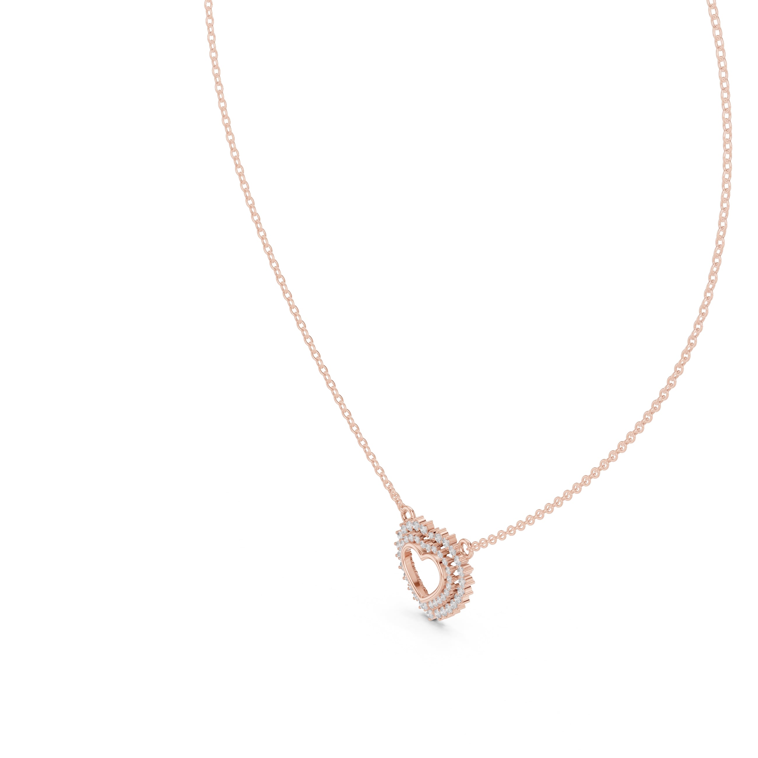 The Crown Pavé Heart Pendant Rose Gold