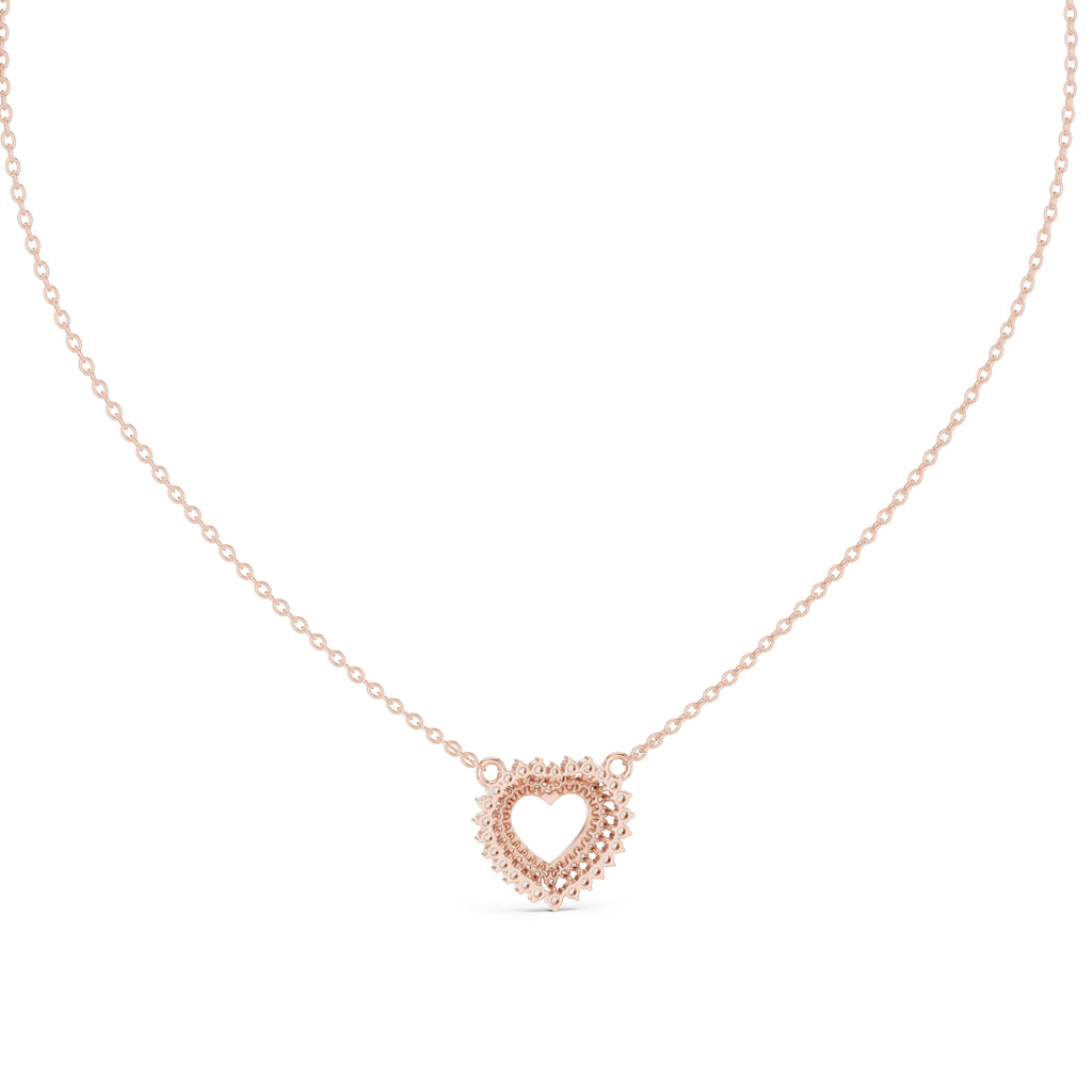 The Crown Pavé Heart Pendant Rose Gold
