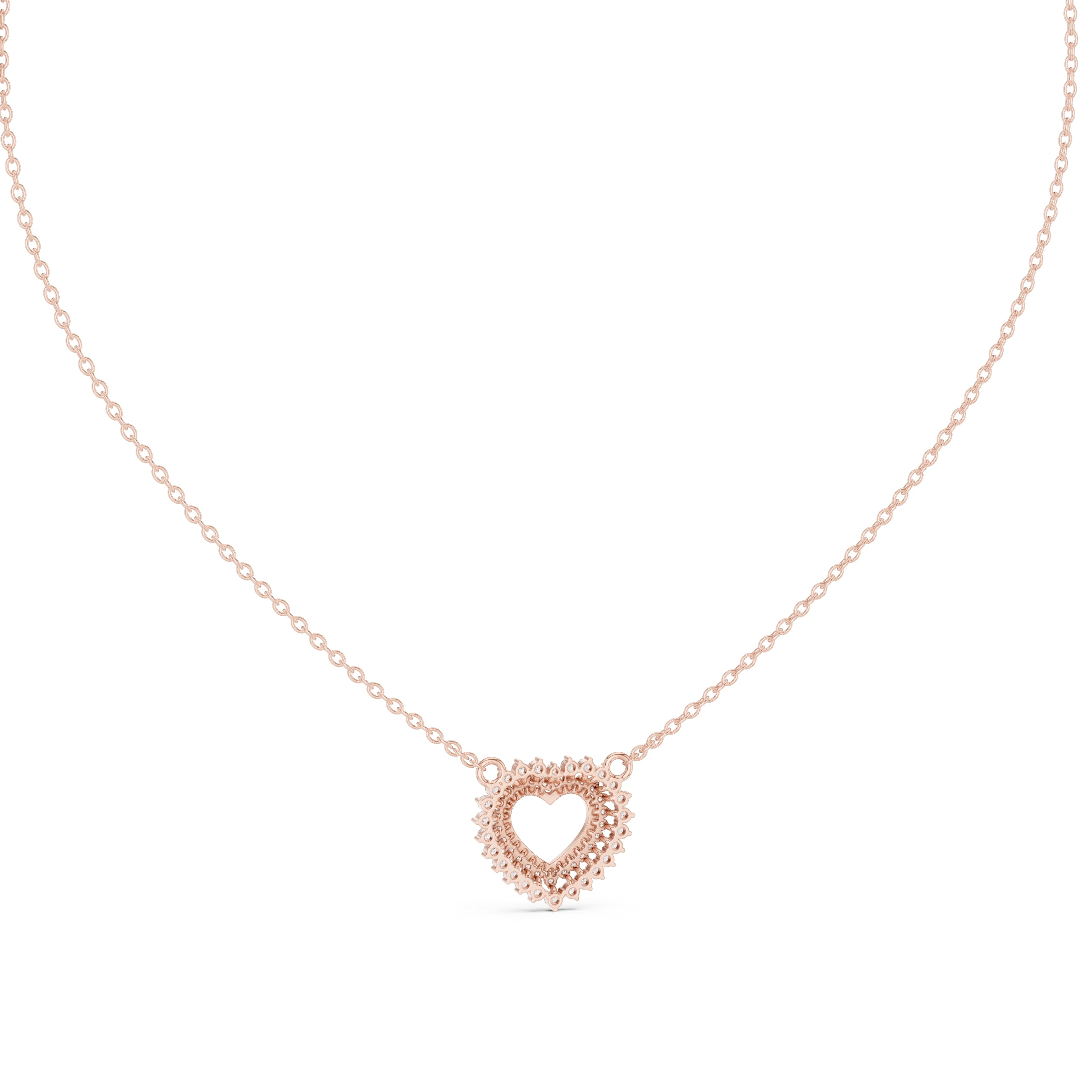The Crown Pavé Heart Pendant Rose Gold