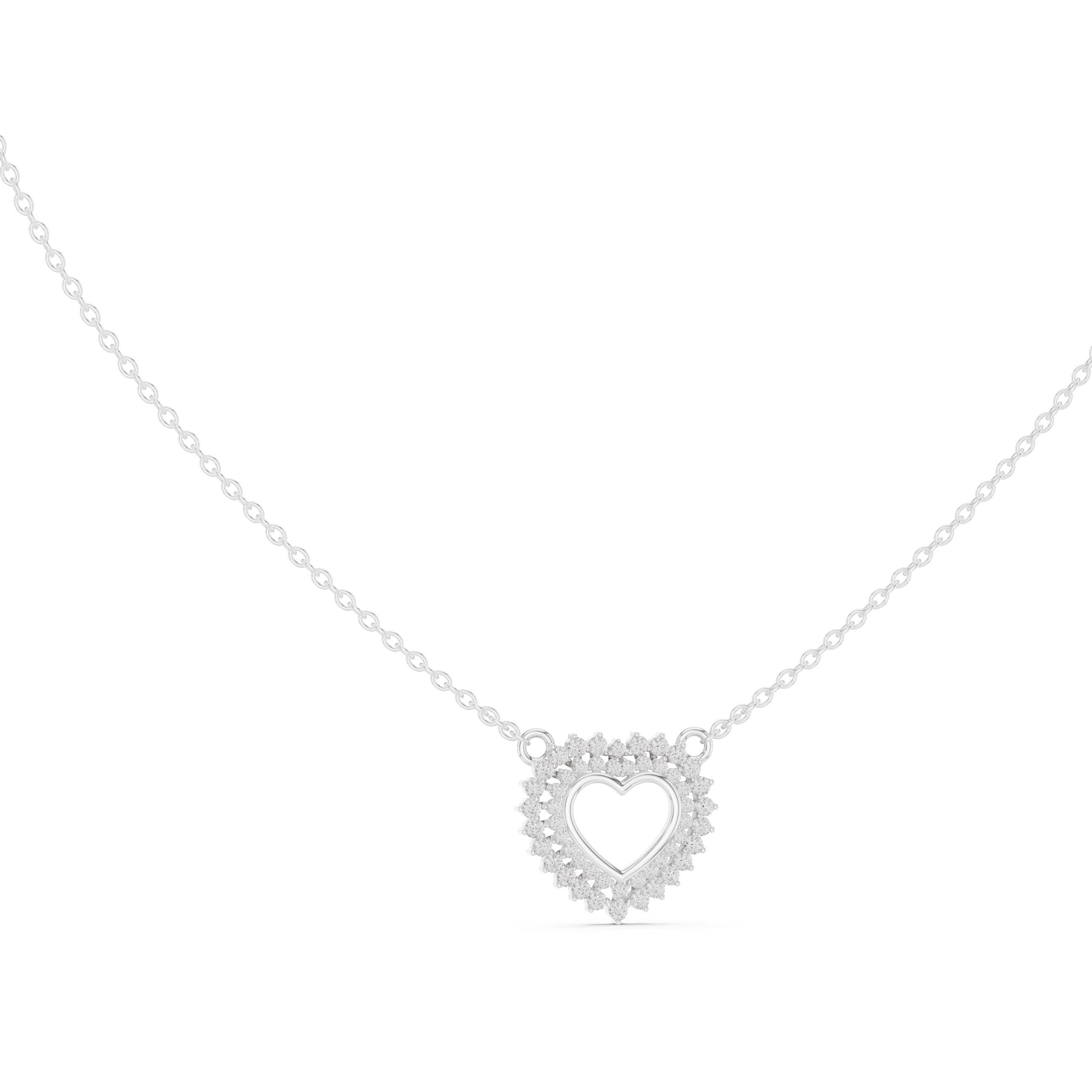 The Crown Pavé Heart Pendant White Gold