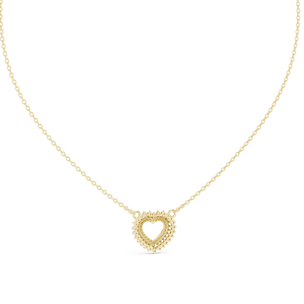 The Crown Pavé Heart Pendant Yellow Gold