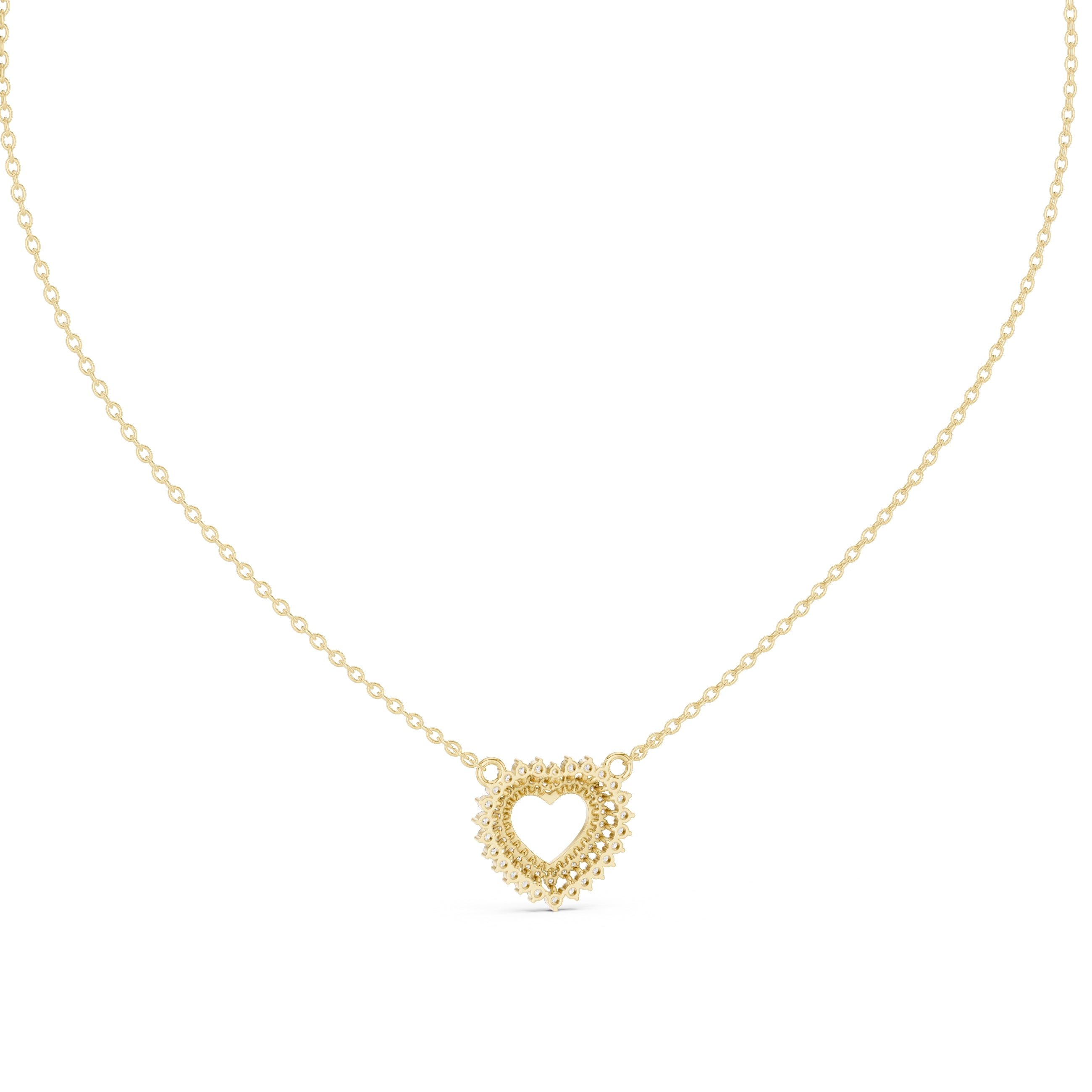 The Crown Pavé Heart Pendant Yellow Gold