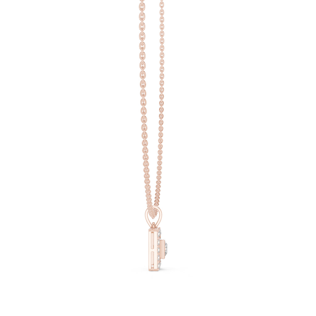 The Horizon Square Halo Pendant (Without Chain) Rose Gold