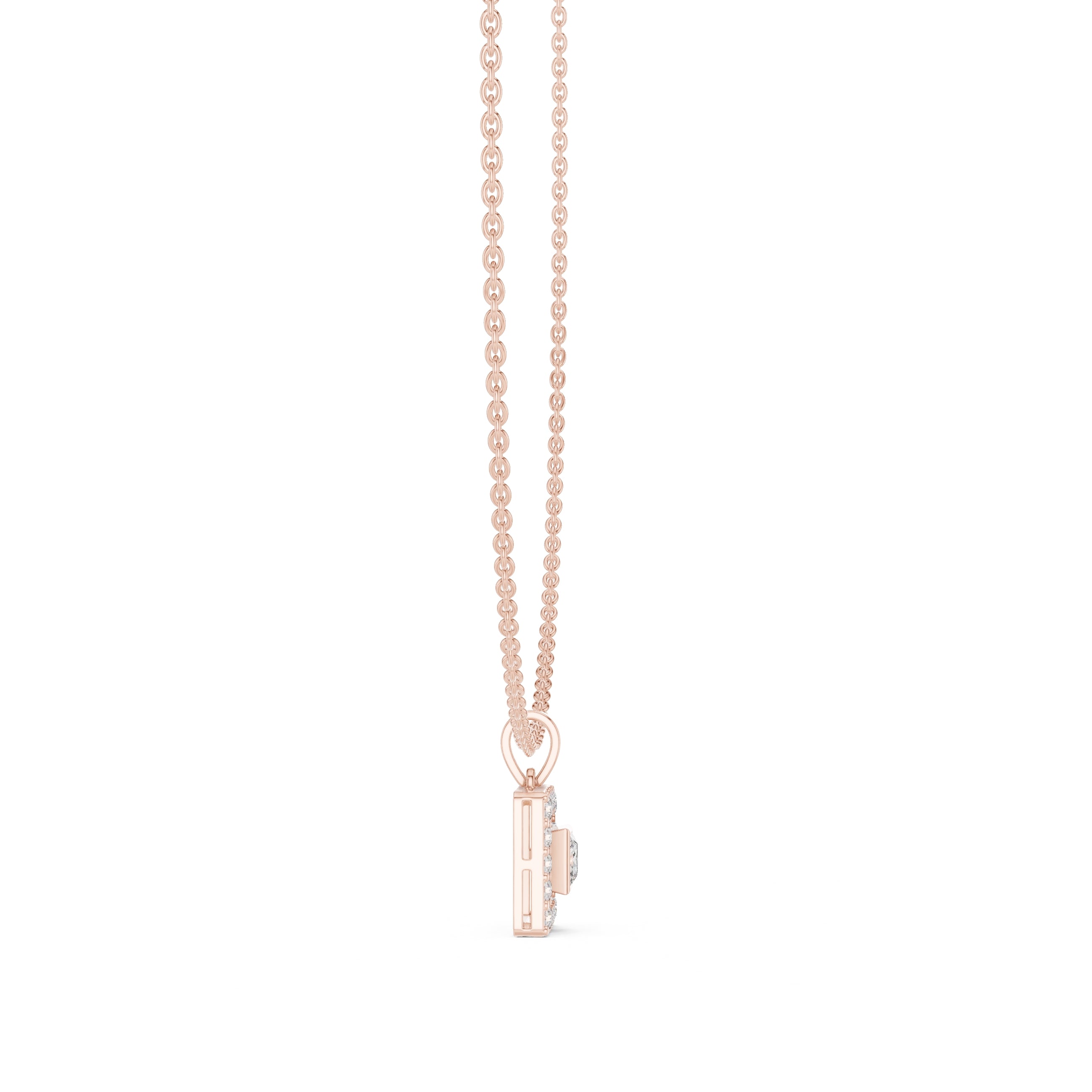 The Horizon Square Halo Pendant (Without Chain) Rose Gold