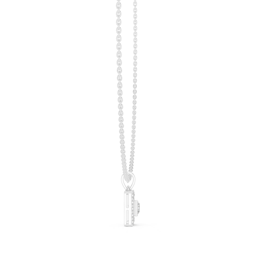 The Horizon Square Halo Pendant (Without Chain) White Gold