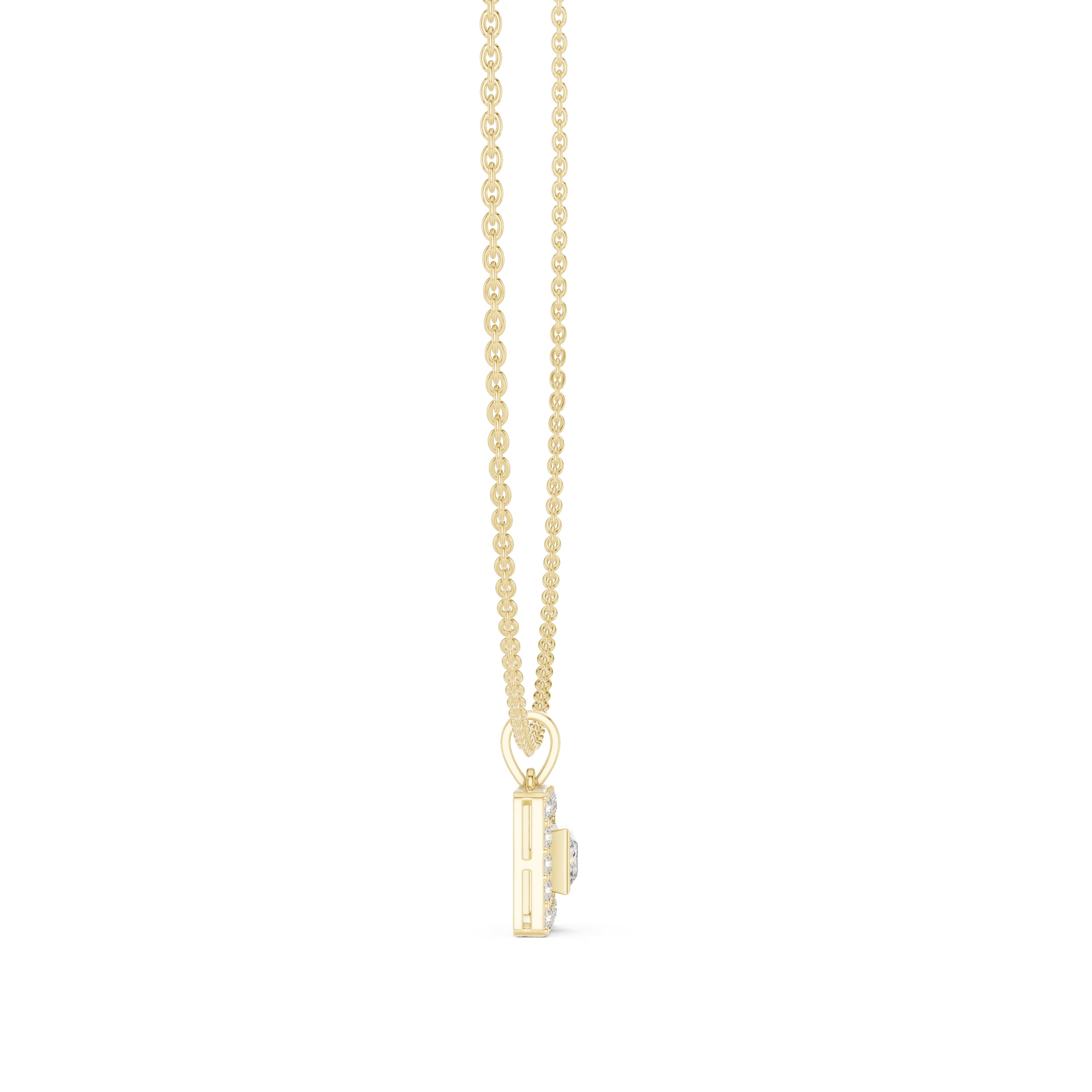 The Horizon Square Halo Pendant (Without Chain) Yellow Gold